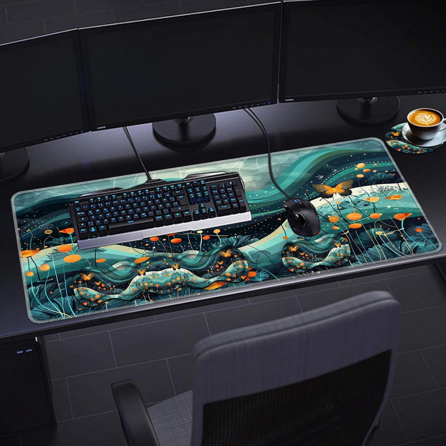 Keyboard Wrist Rest Set,Memory Foam Wrist Support Mouse Pad,31.5"x11.8" Desk Mat for Comfortable Typing & Pain Relief,Non-Slip Base for Office & Home Use - Abstract Flower 118 71AuVSlcQoL. AC SL1500 - northernschoolofshiatsu.co.uk
