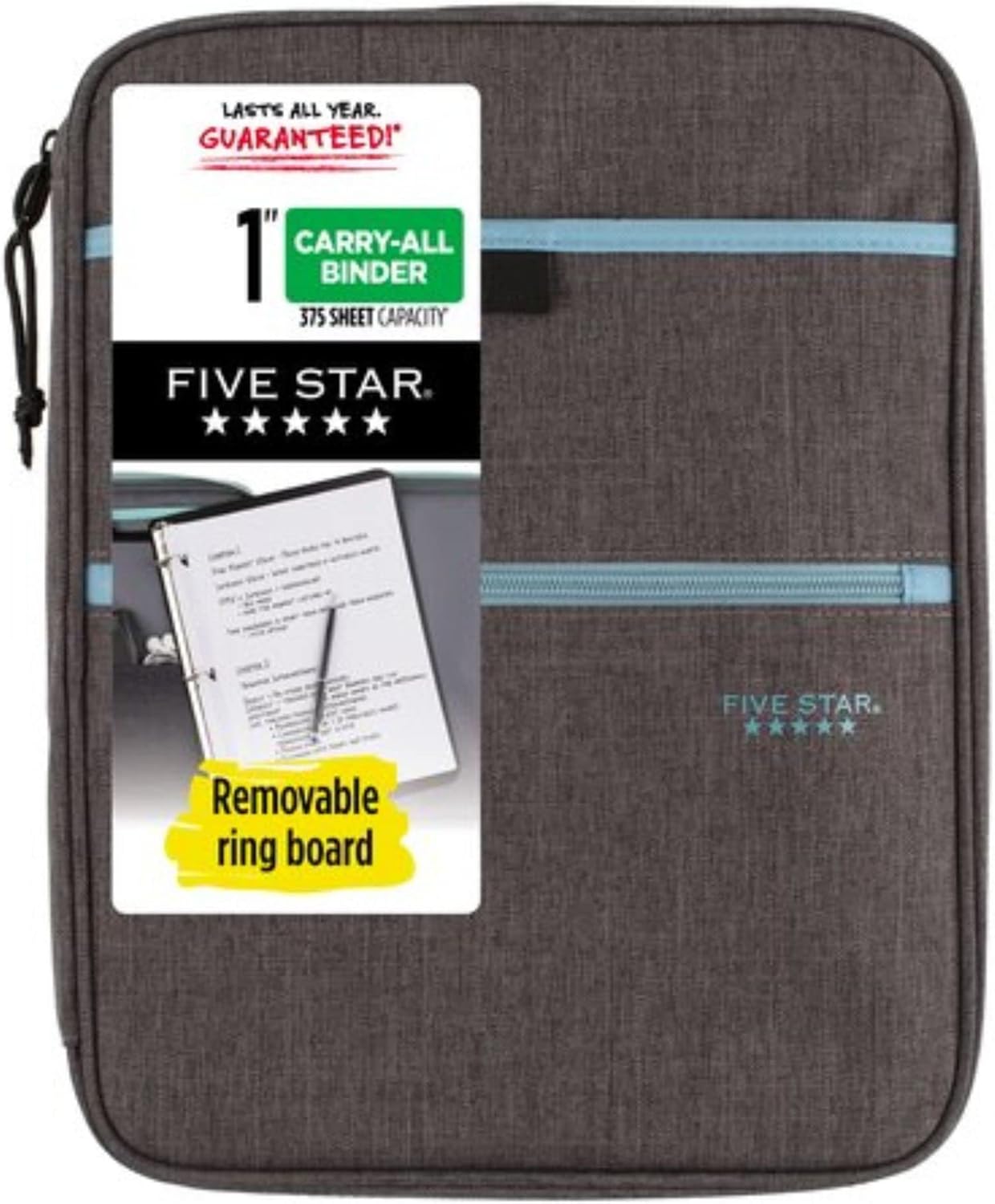 Five Star Zipper Binder, 1 Inch 3-Ring Binder, Carry-All with Internal Pockets and Dividers, 375 Total Sheet Capacity, Heathered Black/Gray (29092IT8) 1 71B6oA0KiBL. AC SL1500 - northernschoolofshiatsu.co.uk