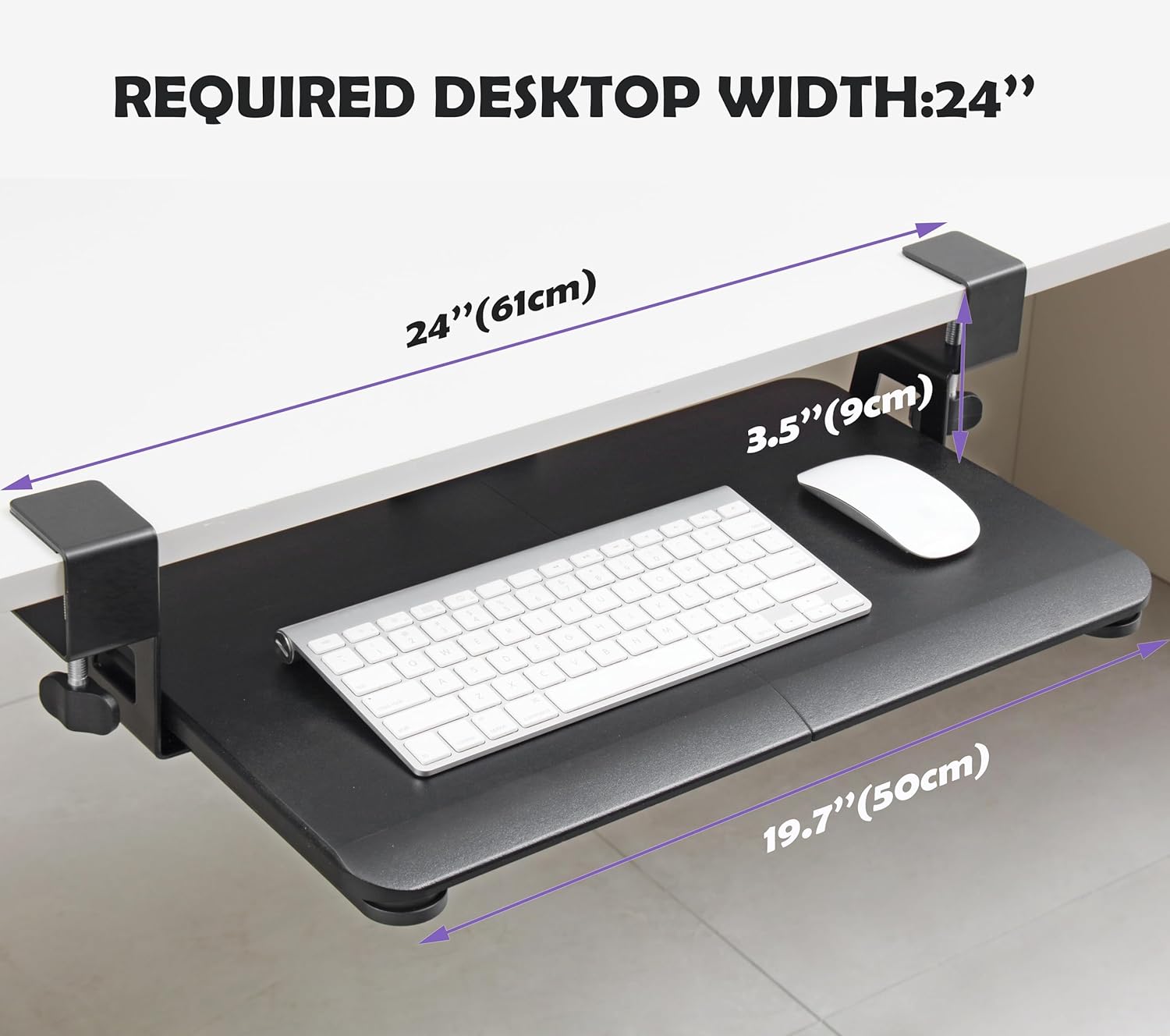 Clamp-on Rotating Computer Keyboard and Mouse Tray, Slide Out with Sturdy C-Clamp Mount,Ergonomic Typing, Black (20"x 12") 4 - northernschoolofshiatsu.co.uk