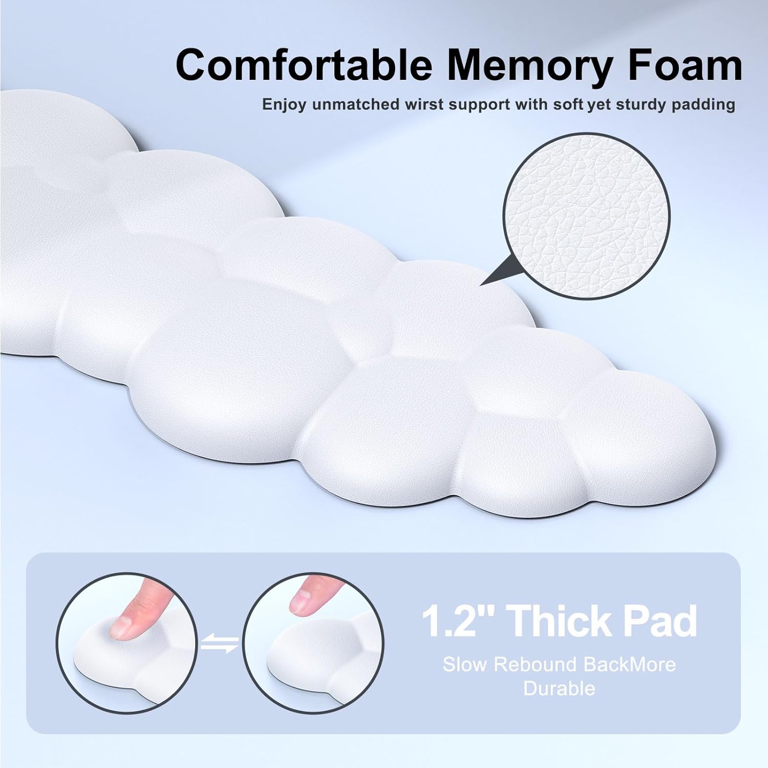 Cloud Mouse Pad with Wrist Rest, Cloud Keyboard Wrist Rest, Wrist Rest for Computer Keyboard, Cloud Mouse Pad Wrist Support, Ergonomic Cloud Keyboard Mouse Wrist Support (White), 17inch, MEAJ3 5 - northernschoolofshiatsu.co.uk