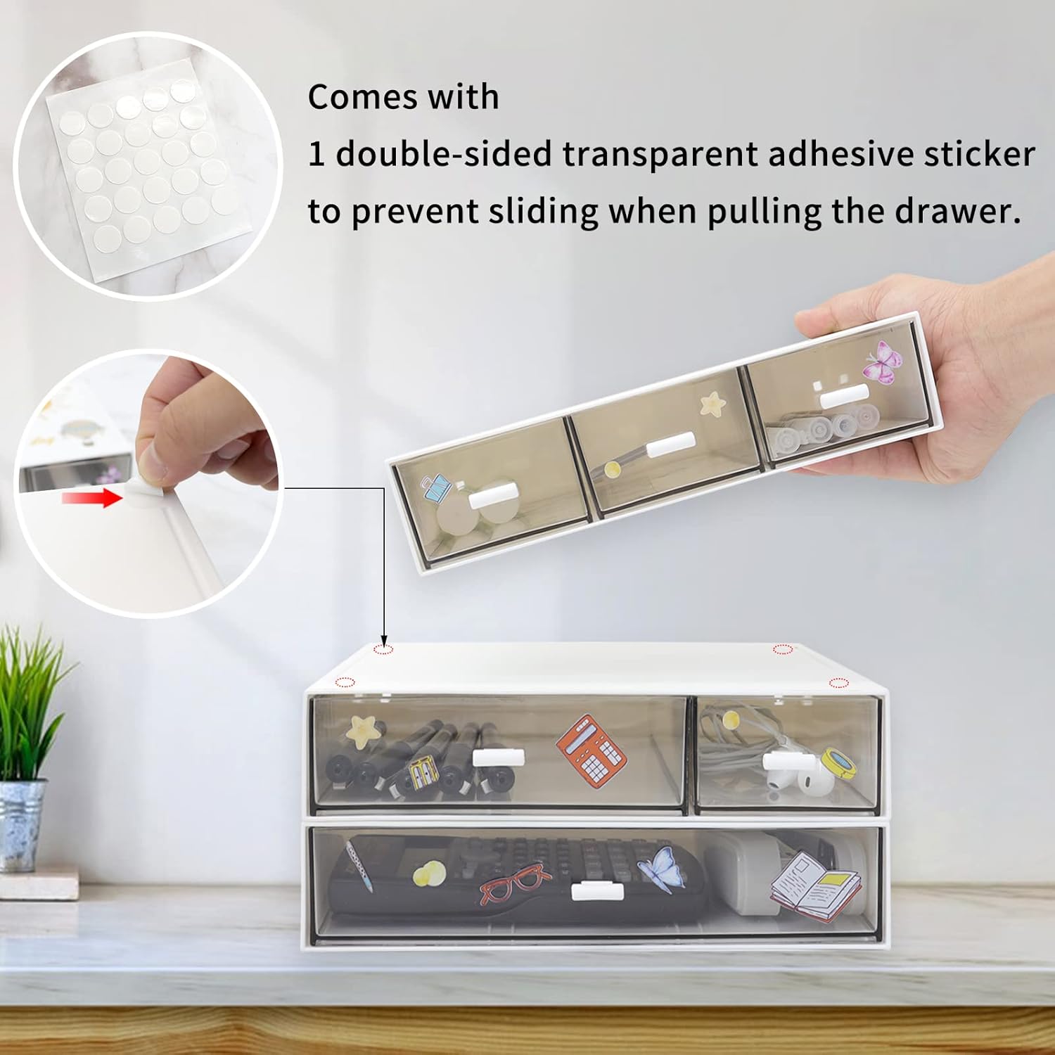 3 Tier Stackable Desk Organizer With 6 Drawers - Plastic Storage for Makeup and Desktop Organization (White) 3 71BS58GV4OL. AC SL1500 - northernschoolofshiatsu.co.uk