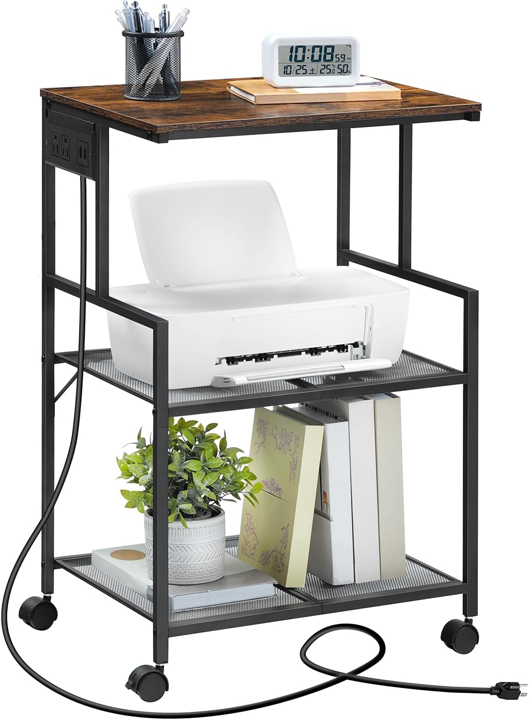 Mobile Printer Stand, 3-Tier Industrial Printer Cart with Power Outlets and 2 USB Ports, Rolling Printer Table on Wheels for Home Offices Kitchen Organization Rack, Rustic Brown PTHR78E01 9 71BUajXcjAL. AC SL1500 - northernschoolofshiatsu.co.uk