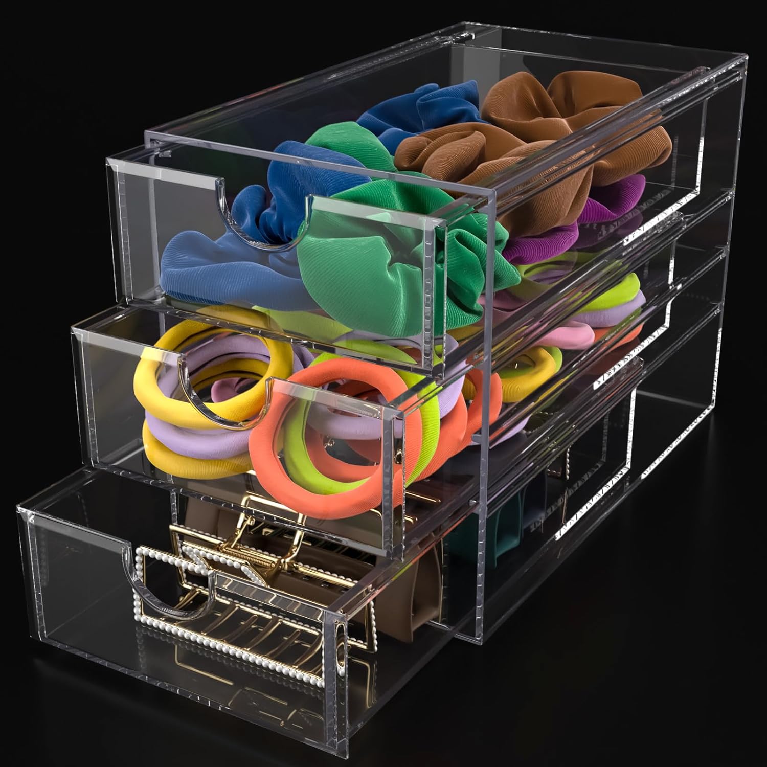 Noverlife 3 Drawers Hair Accessories Organizer, Clear Acrylic Hair Ties Desktop Craft Drawer Cabinet, Hair Claws Desk Organizer Storage Containers Box with Pull-Out Drawer for Bathroom Closet Office 1 71BlyIk1rEL. AC SL1500 - northernschoolofshiatsu.co.uk