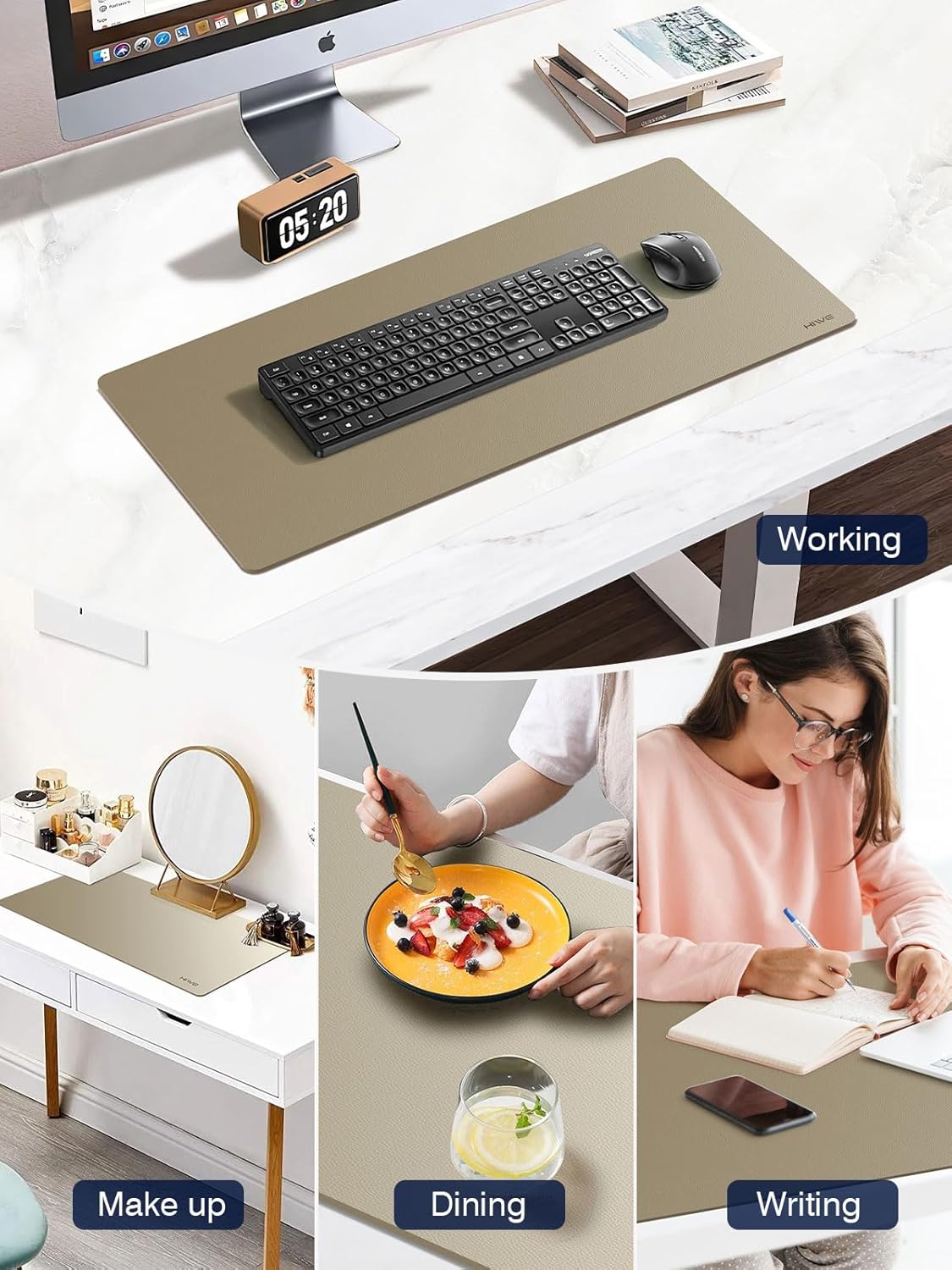 HiWe Desk Mat PU Leather - 31.5" x 15.75" X-Large Desktop Protector Cover, Waterproof Non-Slip Pad for Mouse/Keyboard/Laptop/Computer/Writing/Dining in Office & Home, Hit Grey 19 71C3vcouP4L. AC SL1500 - northernschoolofshiatsu.co.uk