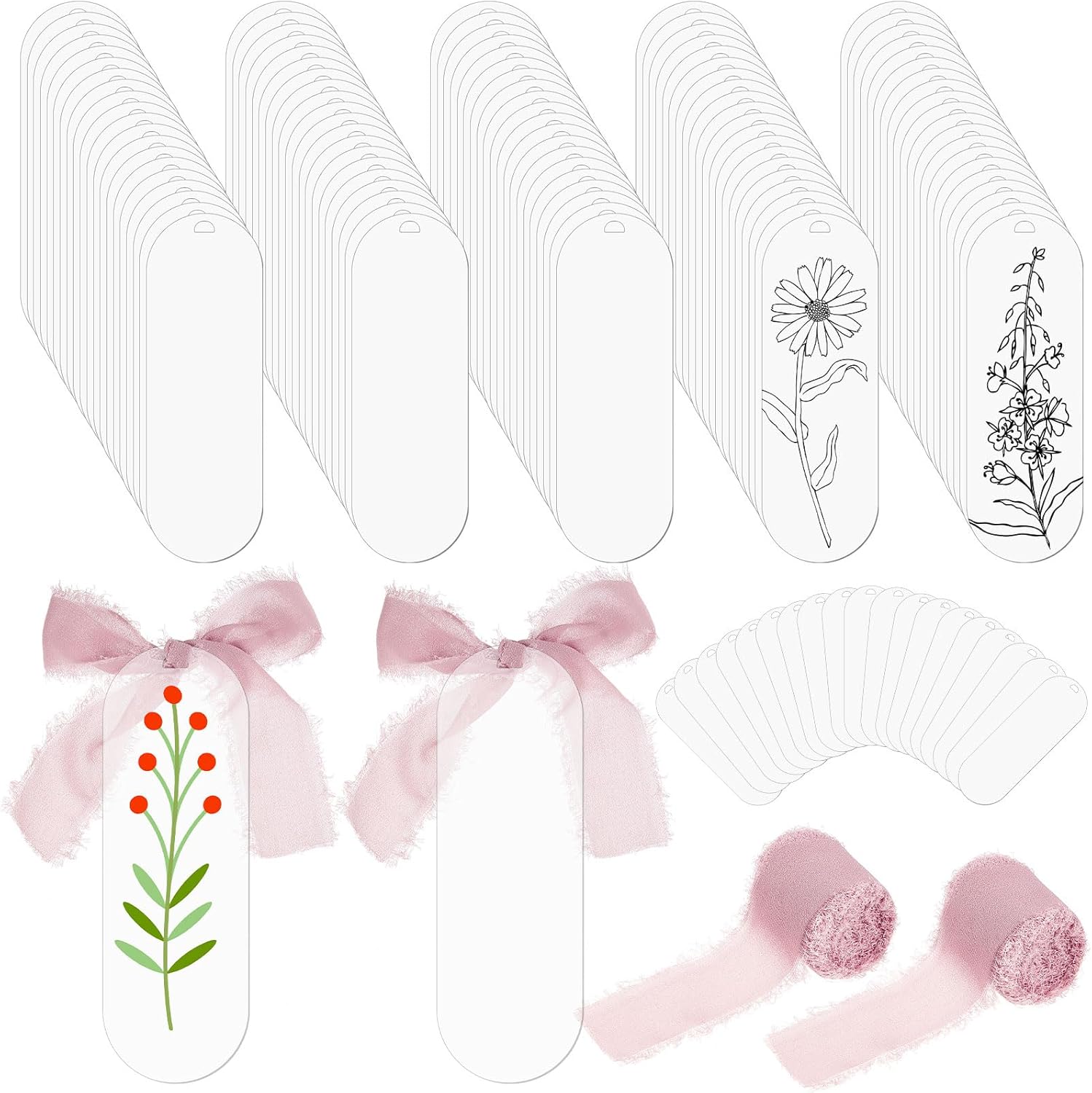 Yeaqee 100 Pcs Acrylic Bookmark Blanks Clear Bookmarks Acrylic Tags with 2 Rolls Ribbon DIY Craft Transparent Bookmark for Reading Lovers for School Presents(5.9 x 2 Inch,Dusty Pink) 1 71C4nFJ5BNL. AC SL1500 - northernschoolofshiatsu.co.uk