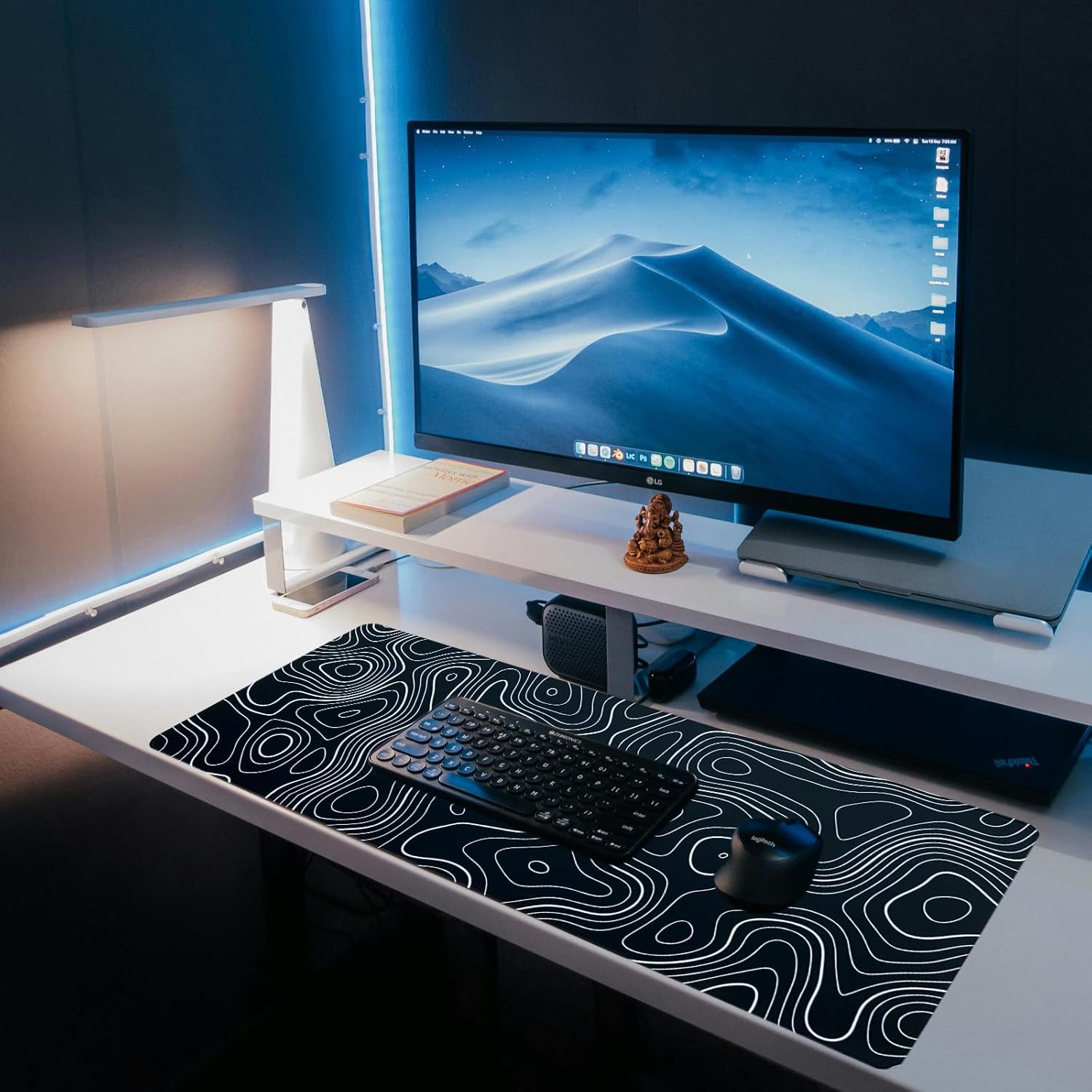 Large Gaming Mousepad, XL 35.4x15.7 Inch, with Stitched Edges - Waterproof, Non-Slip Base - Perfect for Office & Home - Topographic Black 7 71CAjjNSc+L. AC SL1500 - northernschoolofshiatsu.co.uk