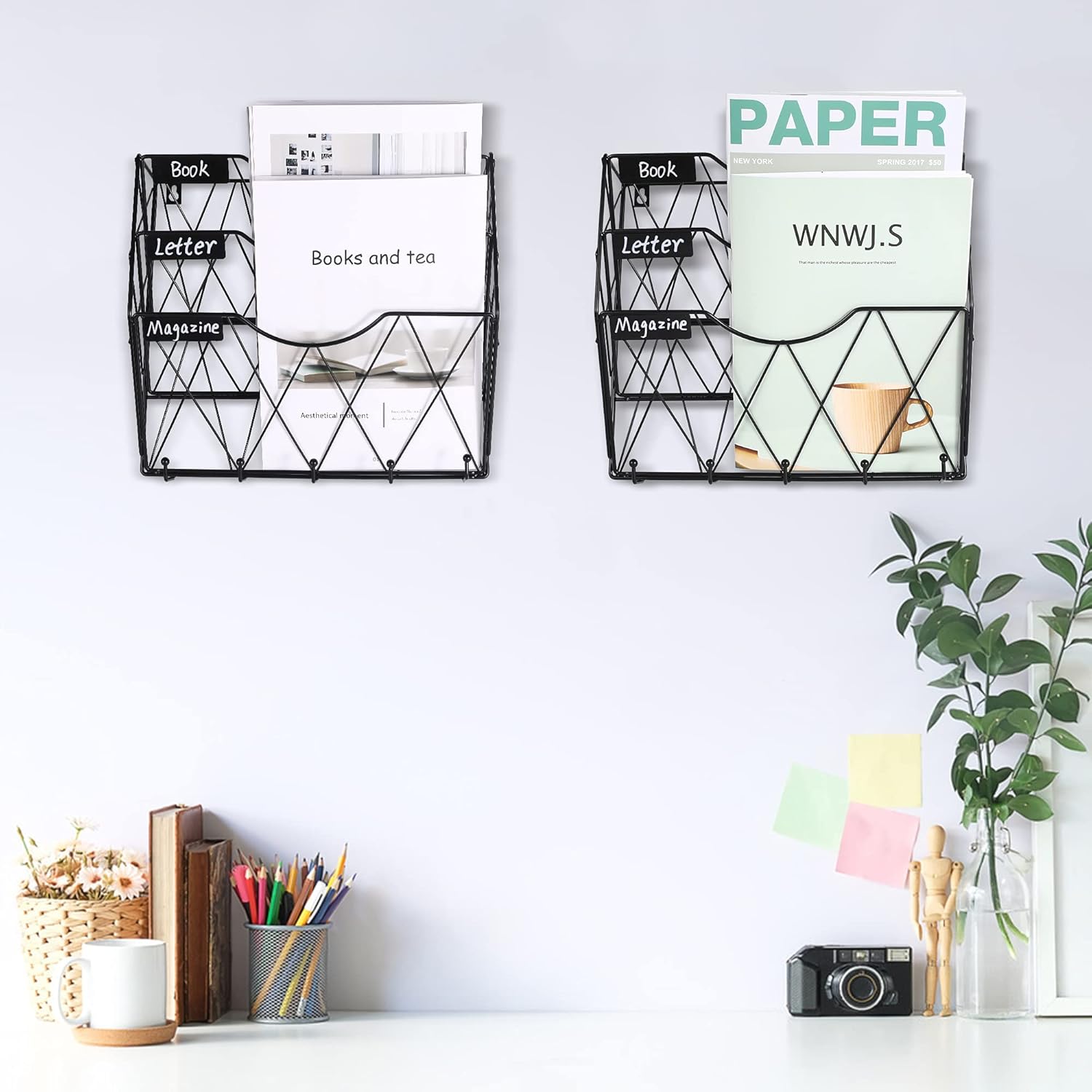 3 Tier Wall File Holder Organizer, Hanging File Organizer, Magazine Rack, Wall Mount Paper Folder Holder, with 5 Key Holder Hooks,Metal, Black 8 71CB9pt 3VS. AC SL1500 - northernschoolofshiatsu.co.uk