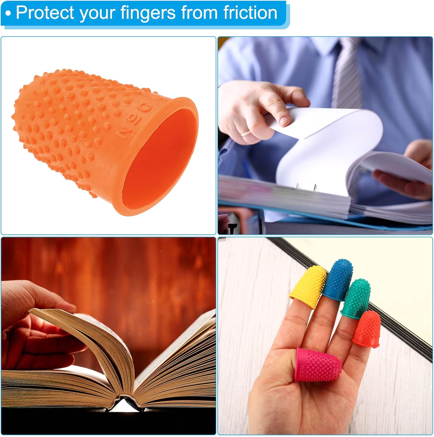 PATIKIL 0.71x1.14 Inch Rubber Finger Tips, 20 Pack Silicone Thumb Fingertip Protector Covers Guard Pads Thimble Grips for Office Counting Sewing, Blue Medium Size 25 71CHhylQ7zL. AC SL1500 - northernschoolofshiatsu.co.uk