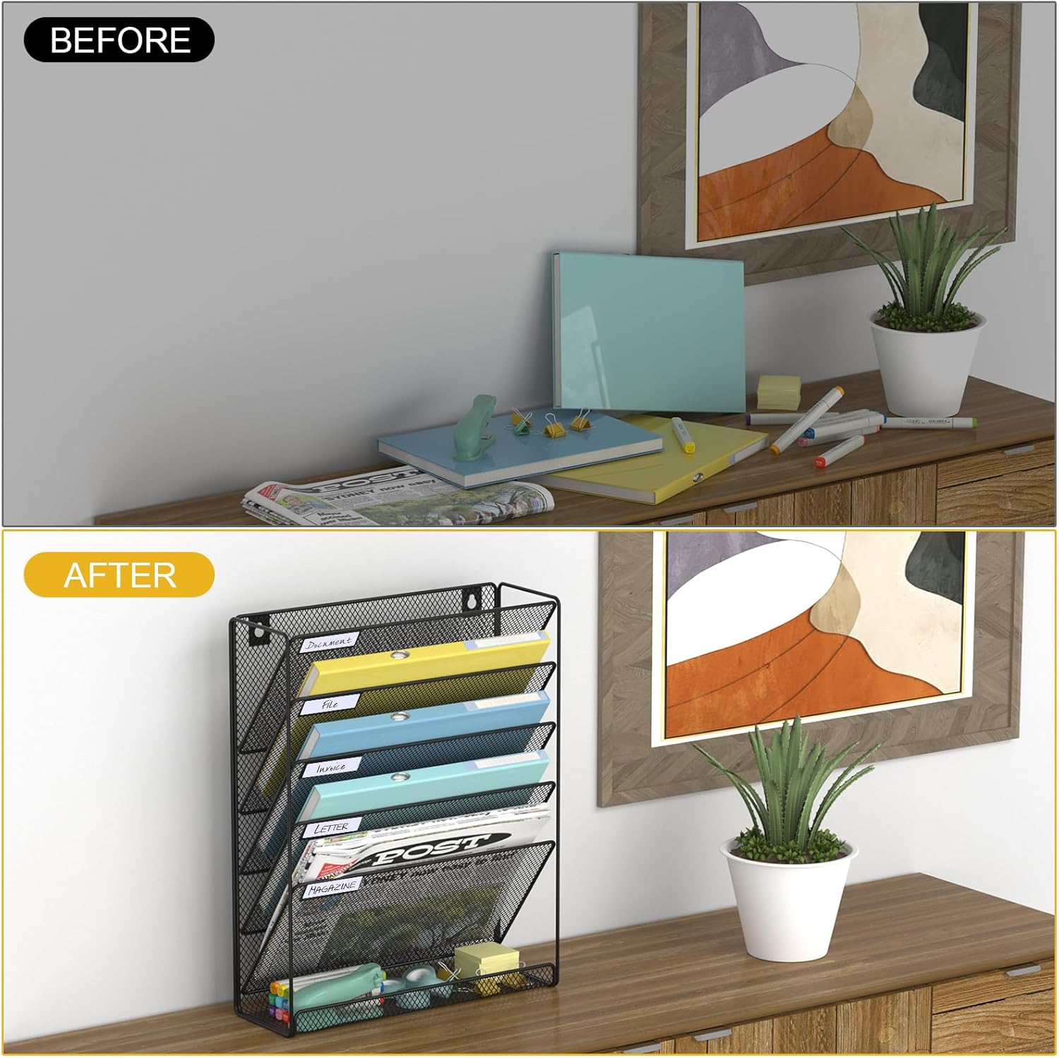 Hanging Folder Organizer Mesh 6 Tier, Wall File Organizer Hanging Paper Organizer, Wall Mount Mail Organizer, Office Organization and Storage Rack for Home Office, Black 6 71CYq6NYb1L. AC SL1500 - northernschoolofshiatsu.co.uk