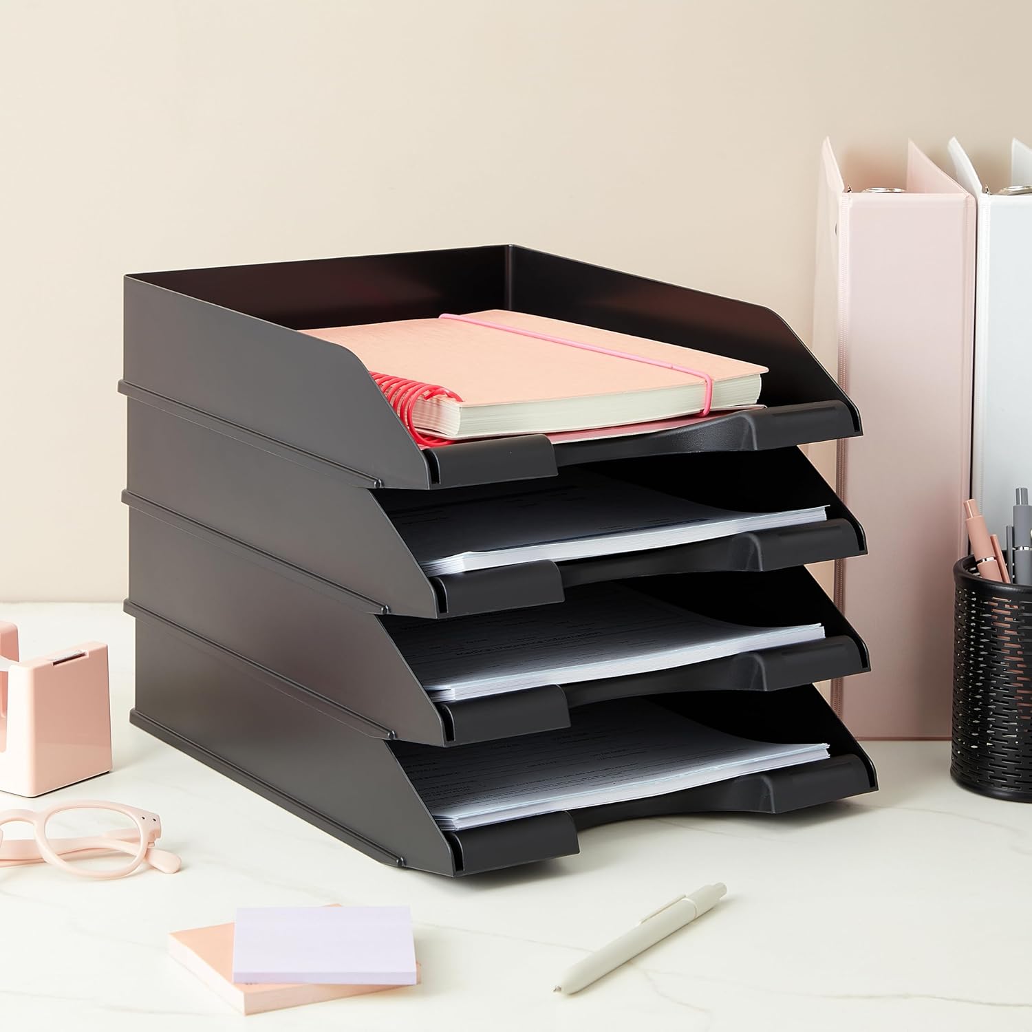 Stockroom Plus 4 Pack Black Stackable Paper Trays for Letter Documents, Desktop File Organizers for Office Supplies, Stackable Desk Tray Holder for Paper Storage (10 x 13.45 x 2.5 in) 3 71Ce0saQBXL. AC SL1500 - northernschoolofshiatsu.co.uk
