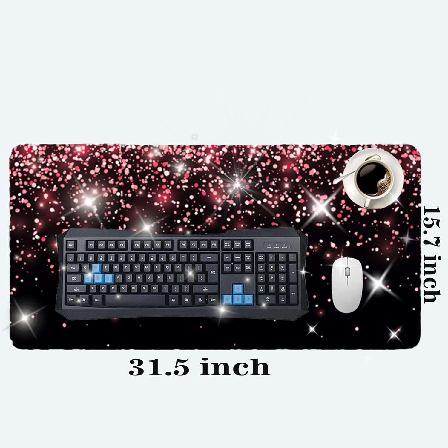 Mouse Pad Diamond Silver Glitter Sparkle Mousepad Bling Desk Accessories Gaming Bling Rubber Pads for Laptop, One Size 50 - northernschoolofshiatsu.co.uk