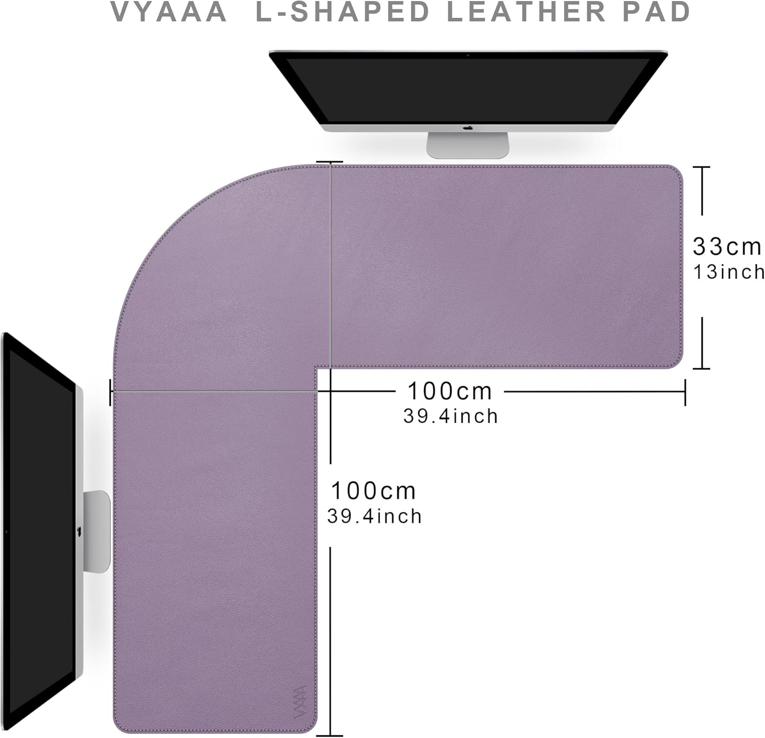 Vyaaa L Shaped Desk Mat Leather Desk Pad, PU Leather Corner Desk Mat for Computer, Gaming, Writing, Home and Office, 39.4"x 39.4"x 13" Light Purple 32 71DEqN7T1PL. AC SL1500 - northernschoolofshiatsu.co.uk