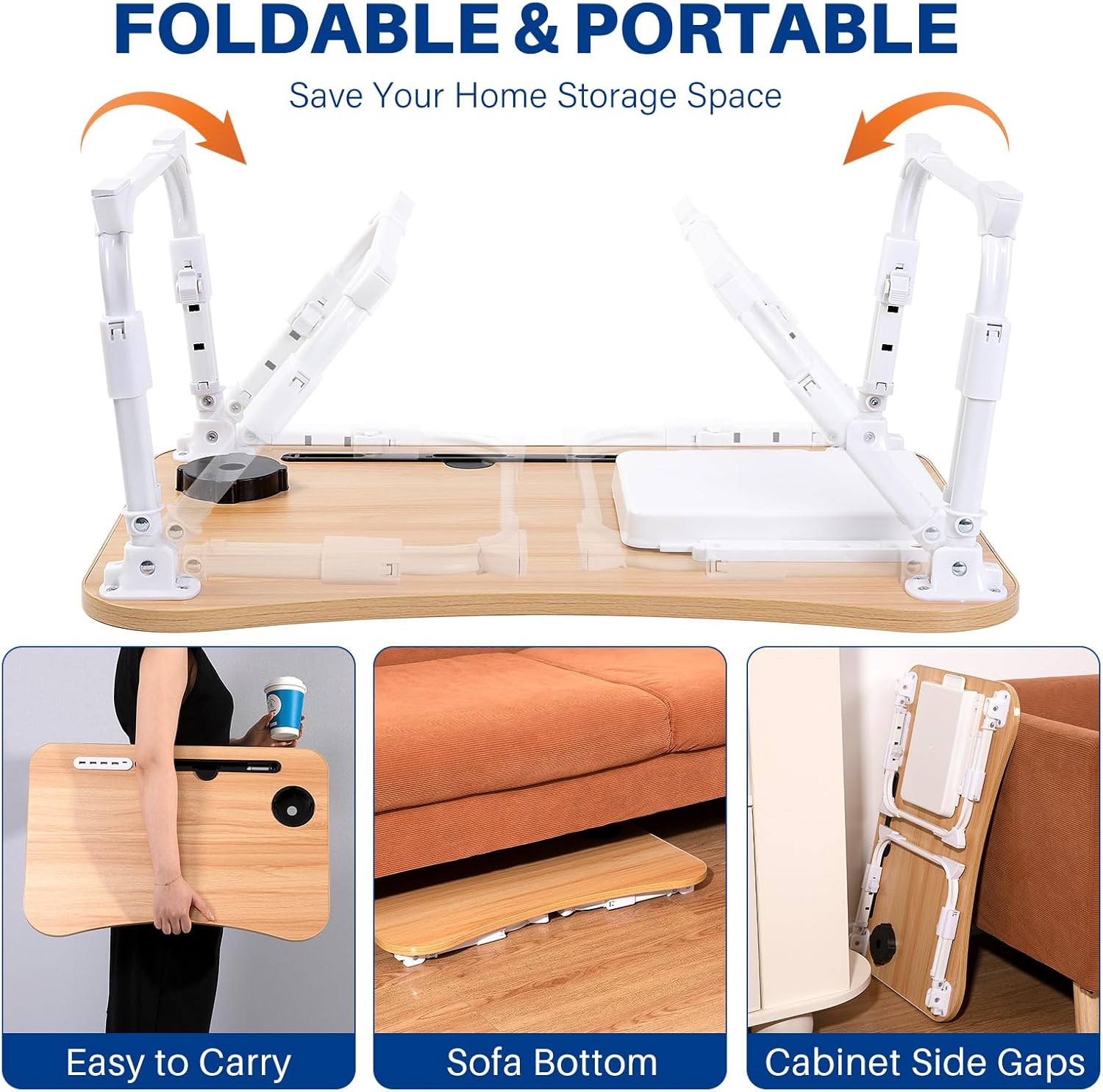Laptop Desk for Bed, Height Adjustable Laptop Bed Table, Foldable Portable Lap Desk Stand with USB/Storage Drawer/Cup Holder/Slot, Breakfast Tray for Working Reading Writing Eating 75 71DGS8j9PML. AC SL1500 - northernschoolofshiatsu.co.uk