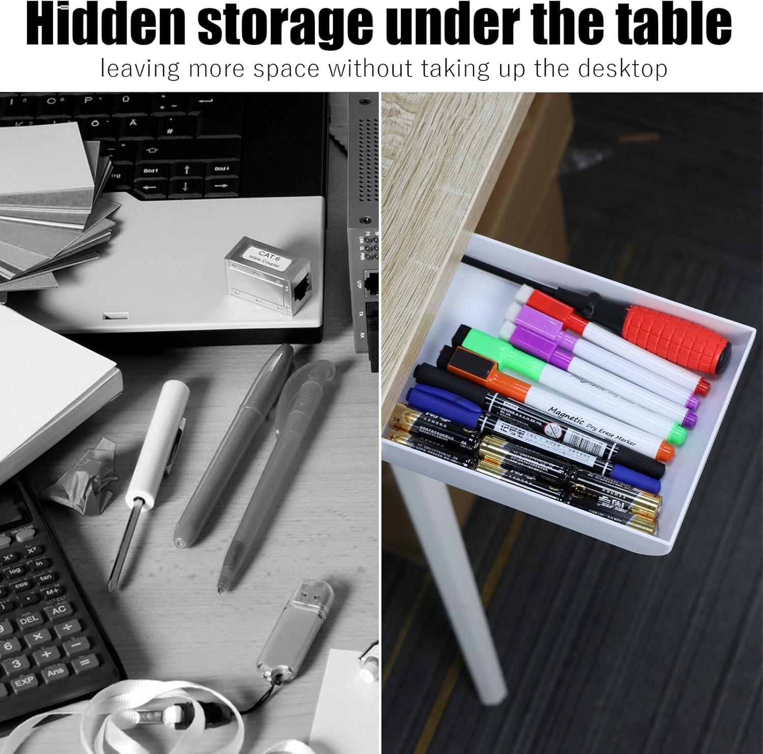 ZWIN Under Desk Drawer Self-Adhesive Hidden Desktop Organizer, 2PCS Drawer Attachment Slide Out Under Table Storage Organizer Home Office Desk Pencil Pen Stationery 3 71DVpAvoloL. AC SL1500 - northernschoolofshiatsu.co.uk