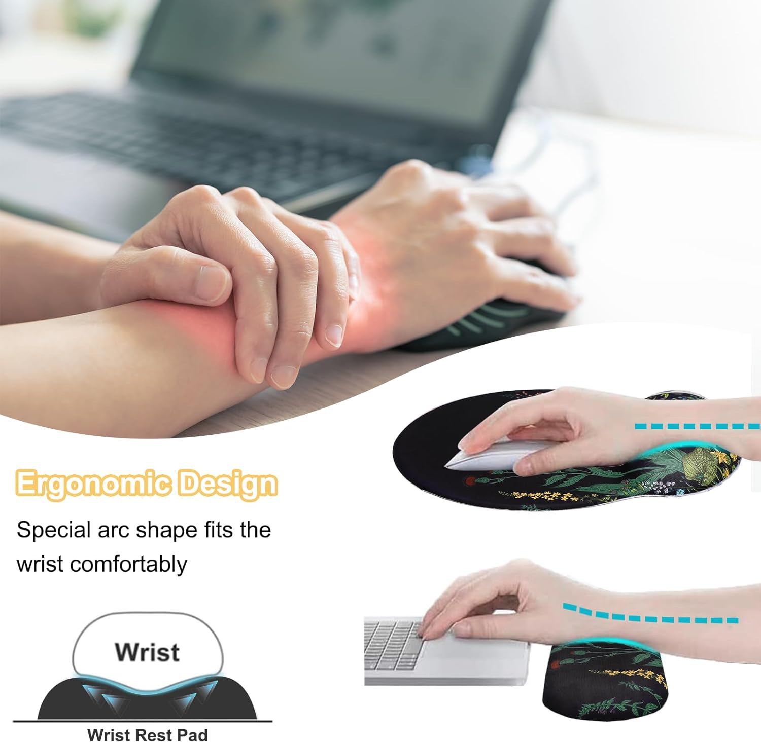 Ergonomic Mouse Pad with Wrist Rest and Keyboard Wrist Rest, Mousepad with Concave Memory Foam&Keyboard Pad for Computer Laptop, Easy Typing Office Wrist Support&Coaster, Weeds&Flowers 2 71DcoWrm33L. AC SL1500 - northernschoolofshiatsu.co.uk