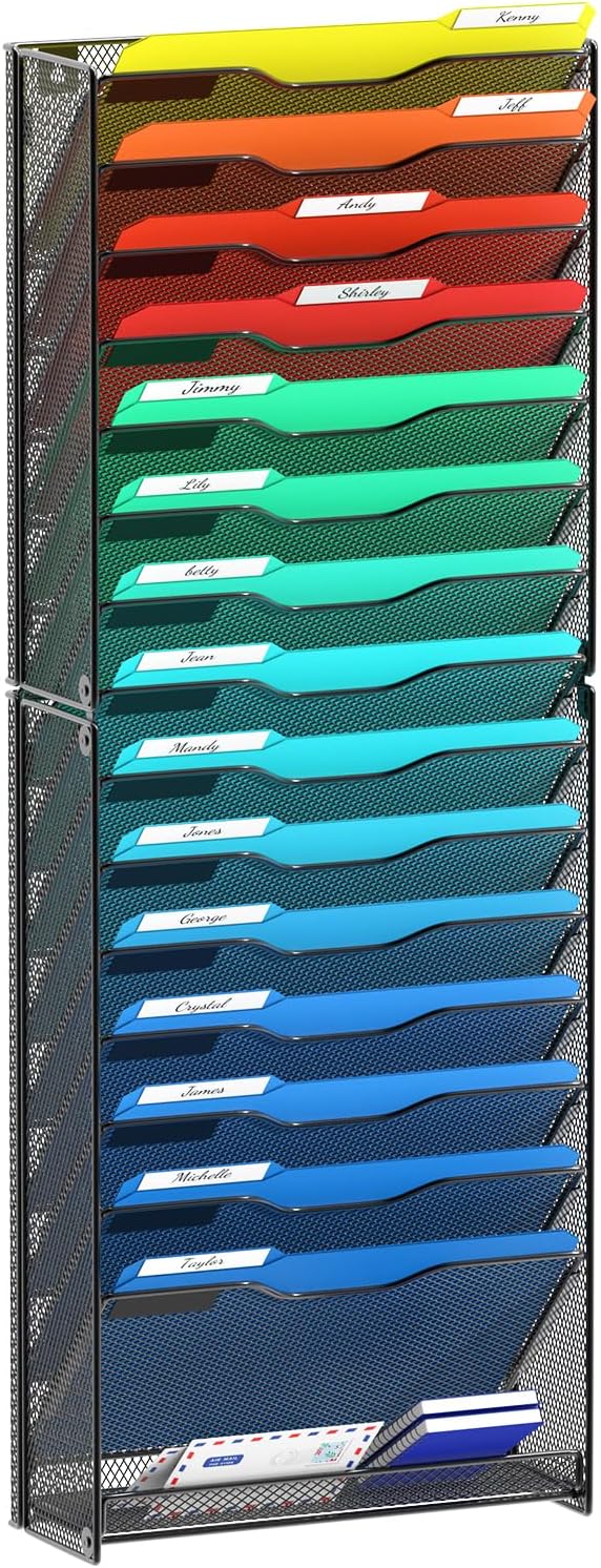 samstar 16 Tier Wall File Organizer Hanging Wall File Holder Wall Mount Paper Folder Organizer, Magazine Rack, Mesh Made,Black 1 71DgslLRlZL. AC SL1500 - northernschoolofshiatsu.co.uk