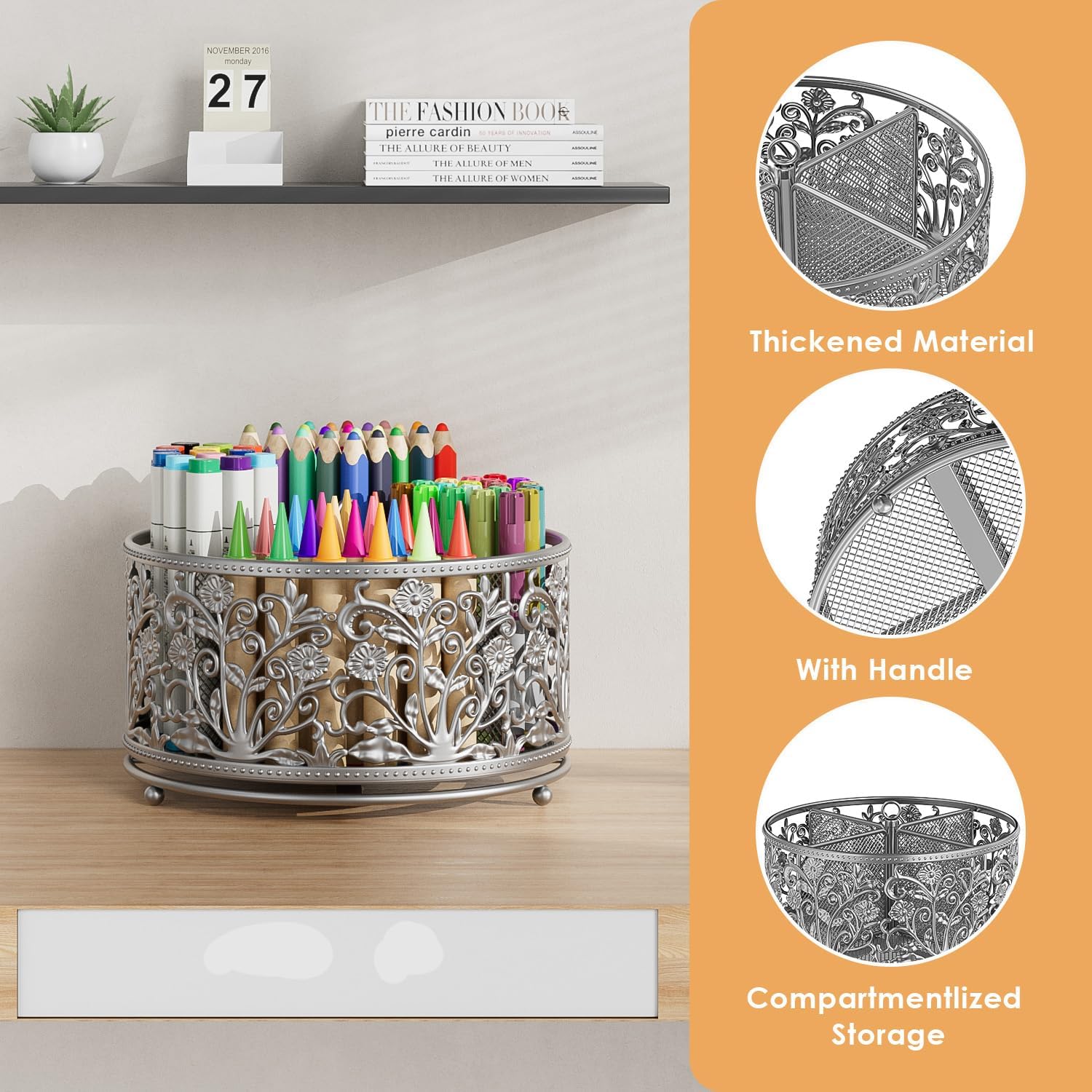 EKNITEY Pencil Pen Holder For Desk - Rotating Pencil Cup Organizer Cute Desktop Caddy with 4 Slots for Art Supplies School Home 4 71Dqzg9JSIL. AC SL1500 - northernschoolofshiatsu.co.uk