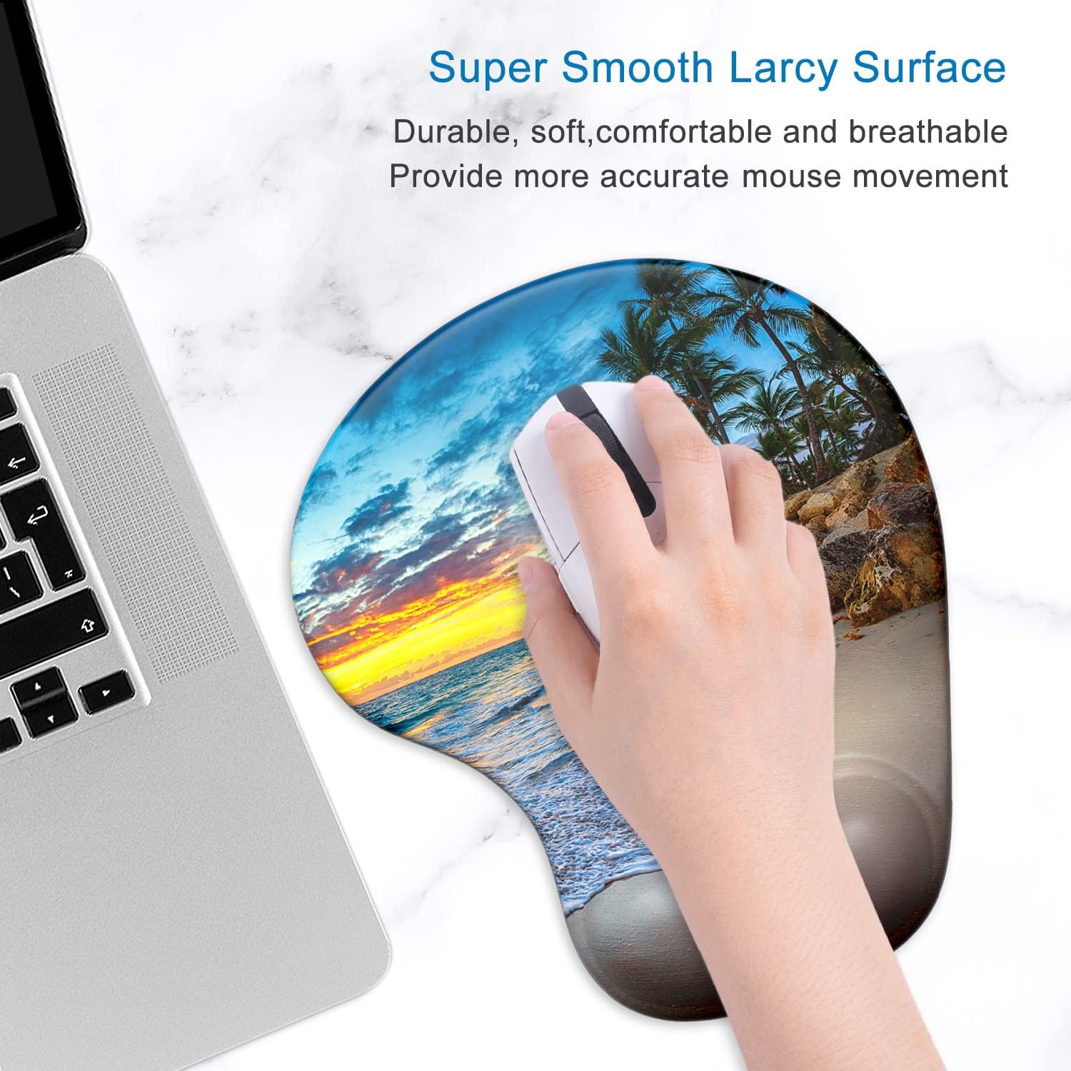 ITNRSIIET Ergonomic Mouse Pad with Gel Wrist Support Wrist Rest Smooth Surface Non-Slip PU Base Comfortable Office Supplies Pain Relief, 9.5 x 8 inches, Beach 3 71DrJQMc6rL. AC SL1500 - northernschoolofshiatsu.co.uk