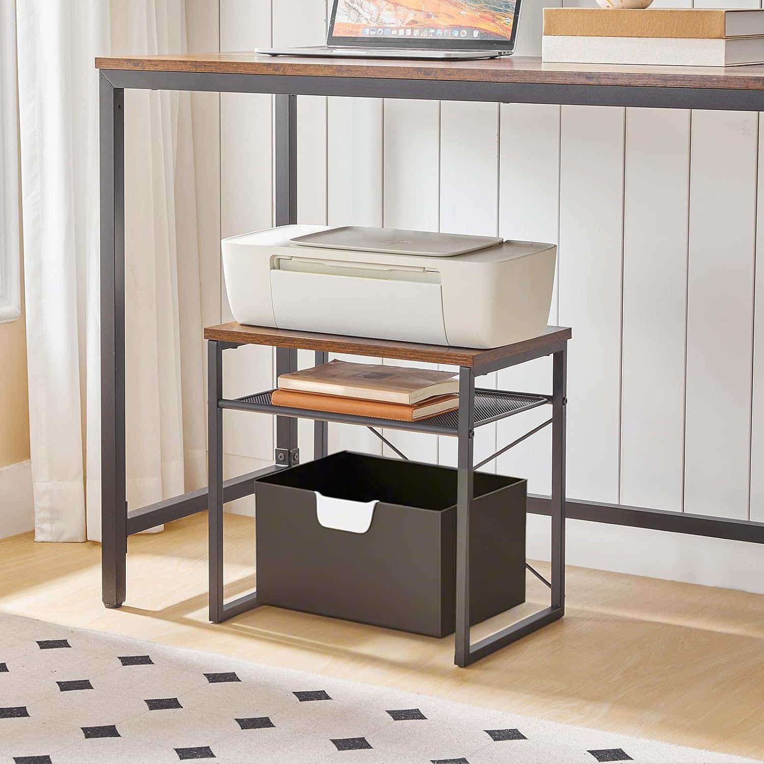 HOOBRO 2 Tier Desktop Printer Stand, Under Desk Printer Table with Storage, Small Office Printer Stand, for Printer, Scanner, Folder, Printed Paper, Rustic Brown and Black BF40PS01 2 71DududPoeL. AC SL1500 - northernschoolofshiatsu.co.uk
