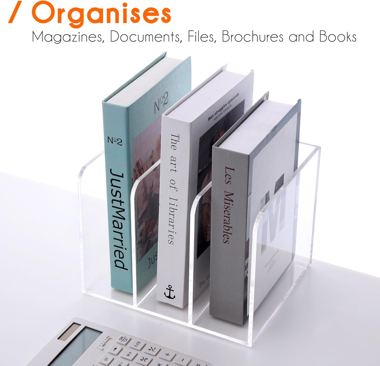File Organizer for Desk Clear Acrylic Magazine Holder Desk Organizer Office Accessories Folder Organizer with 3 Vertical Organizer Spaces File sorters,for Home Office School...(B5) 2 - northernschoolofshiatsu.co.uk