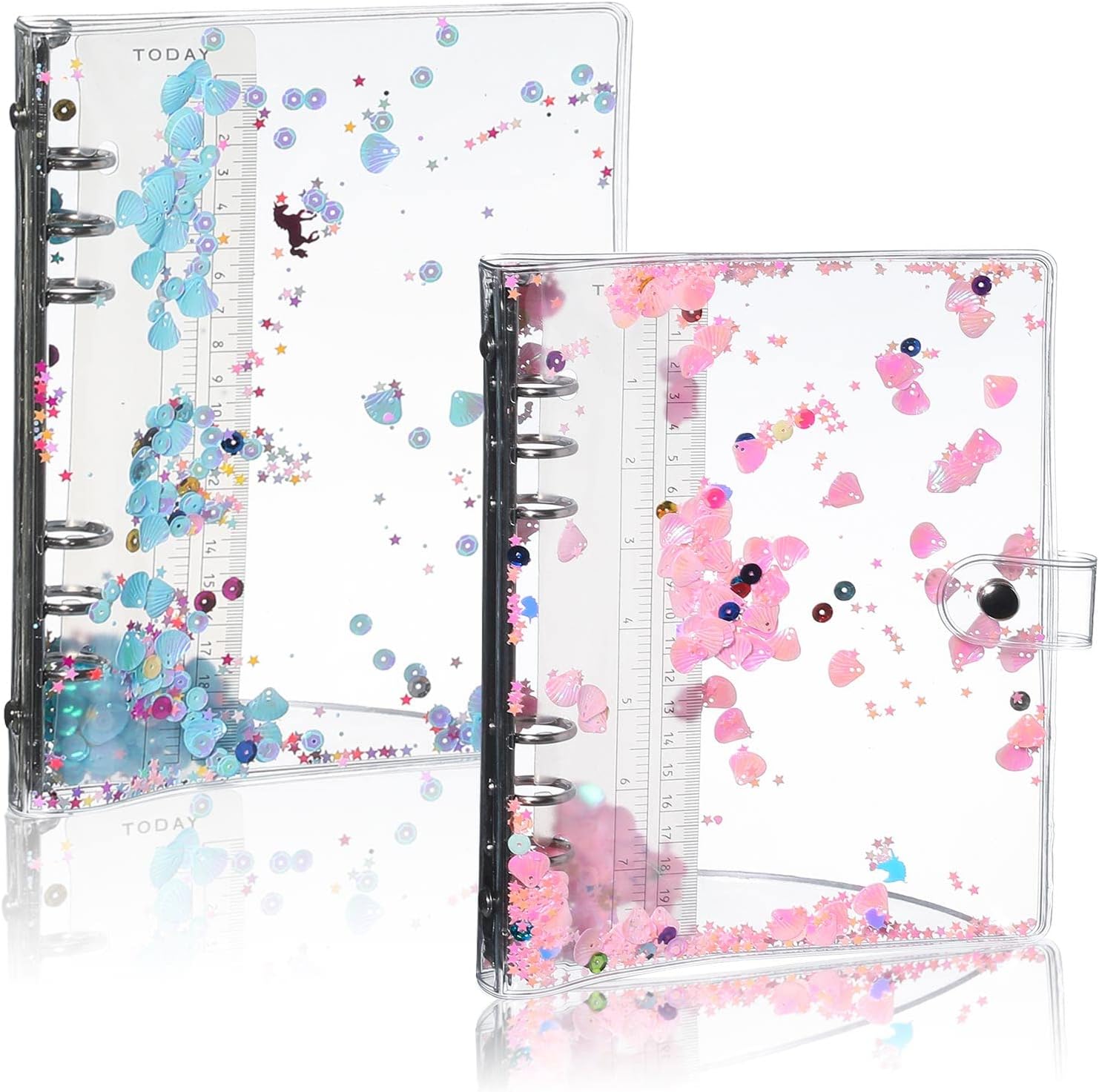 NEWEST 2 Pieces A6 Refillable Binder Covers PVC Round Ring Planner Protector with Glitter Confetti Sequins & Snap Button Closure Loose Leaf Folder Notebook for A6 Refill Paper School Office Supplies 1 71ELP7yd05L. AC SL1500 - northernschoolofshiatsu.co.uk