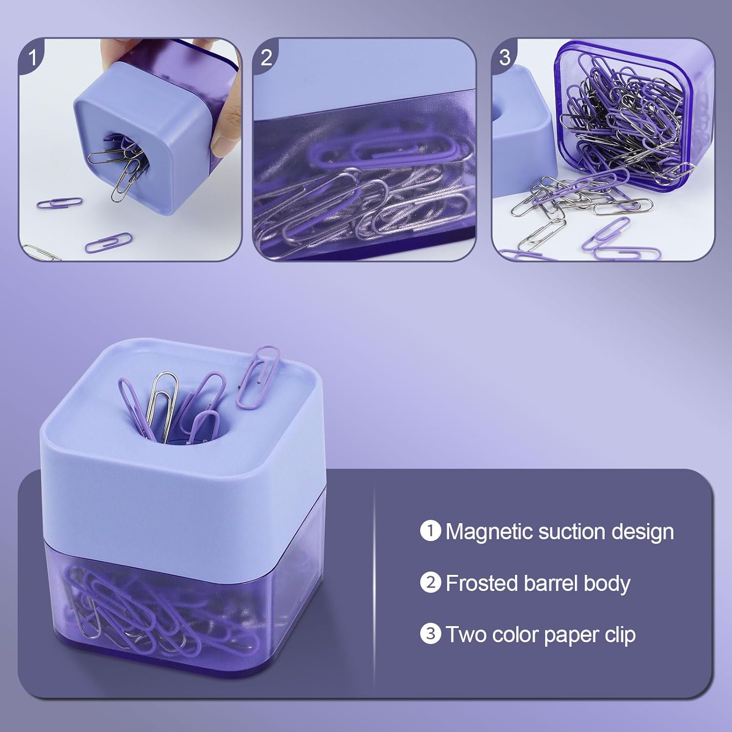 MultiBey New Two-Color Paper Clips in Elegant Magnetic Frosted Square Holder, 28mm, 130 per Box (Lilac) 3 71Eg7sBnbtL. AC SL1500 - northernschoolofshiatsu.co.uk