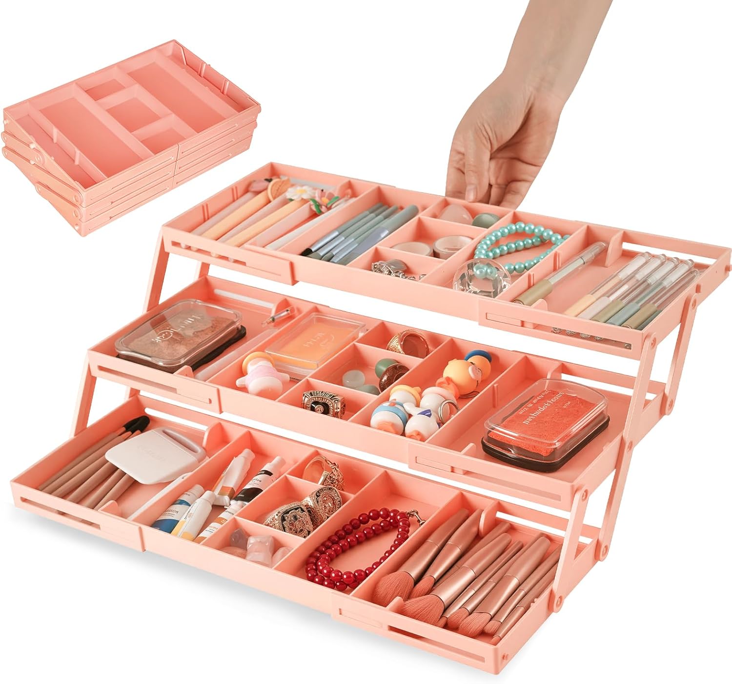 3 Tier Drawer Organizer - Expandable Junk Drawer Organizer Smart Office Supply Organizer, Folding Drawer Storage Multi-level Desk Organizer for Makeup,Jewelry,Cosmetics,Kitchen Storage (1 Row 3 Tier) 15 - northernschoolofshiatsu.co.uk
