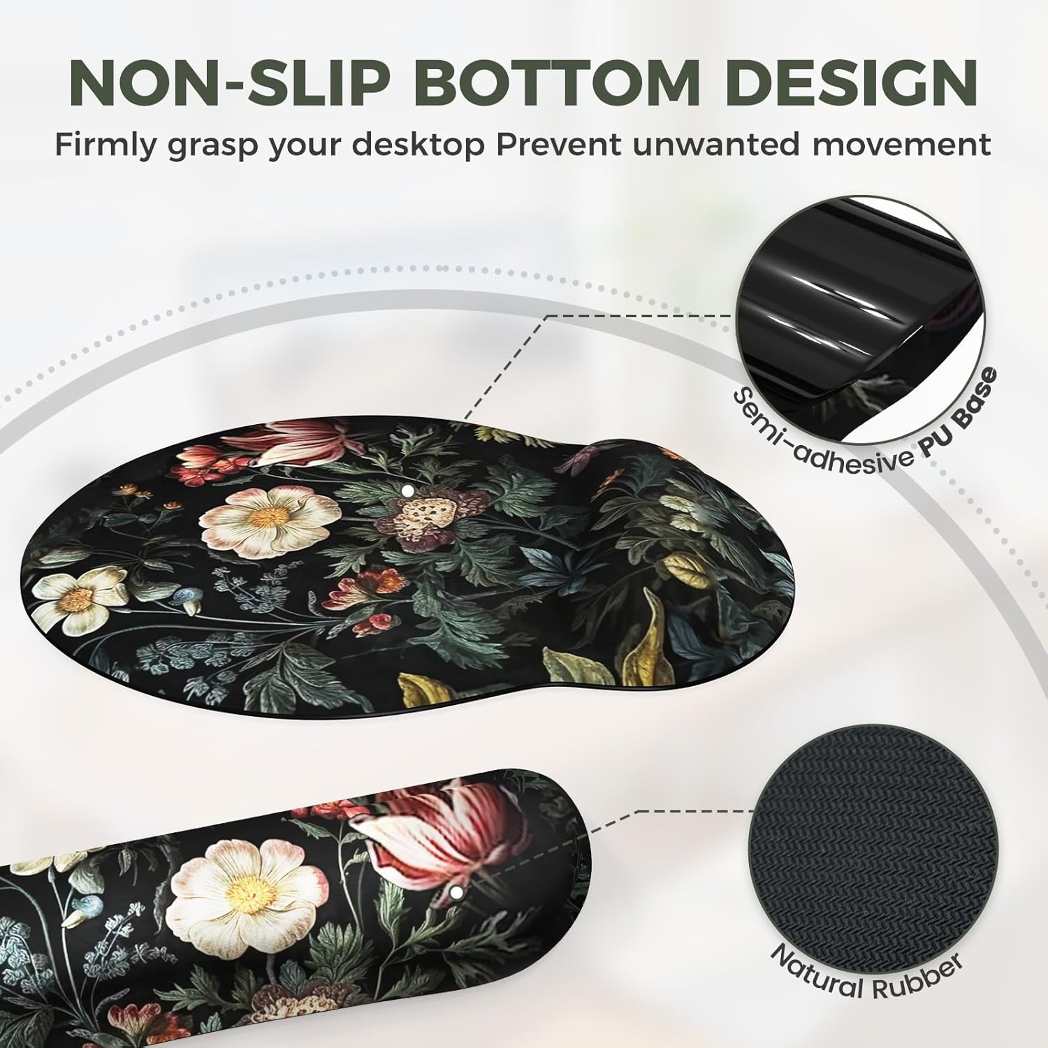 iCasso Floral Desk Mat, 4in1 Large Mouse Pad with Wrist Rest, Desk Matt for Desktop, Anti-Slip XXL Big Computer Ergonomic Mousepad with Wrist Support for Keyboard and Mouse (Elegant Flowers) 5 71ErkUsw0bL. AC SL1500 - northernschoolofshiatsu.co.uk