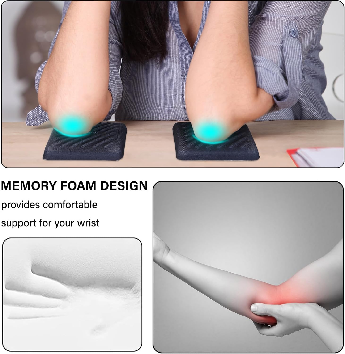 MOSISO Wrist Rest for Laptop, 2 Pcs Ergonomic Keyboard and Mouse Wrist Support Pads with Memory Foam, Non-Slip Base Square Elbow Pillow, Elbow Cushion Armrest Pad for Home Office, Black 4 71FLRpQgAoL. AC SL1500 - northernschoolofshiatsu.co.uk