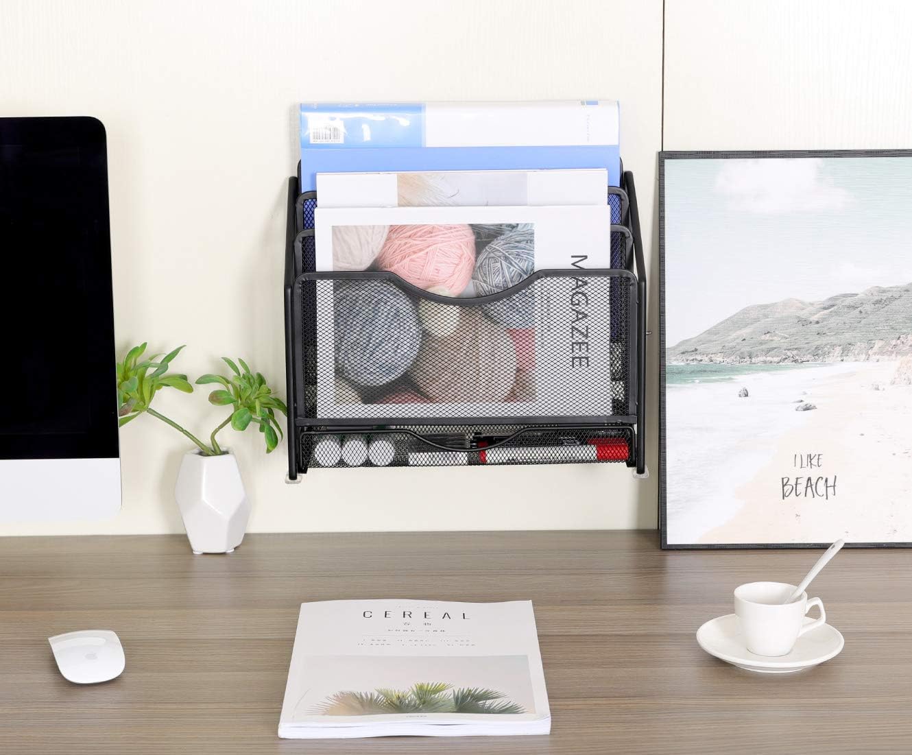 EasyPAG Mesh Desk Paper Organizer Wall Hanging File Holder with 3 Upright File Organizer and Sliding Drawer,Black 4 71G6je2+zoL. AC SL1330 - northernschoolofshiatsu.co.uk