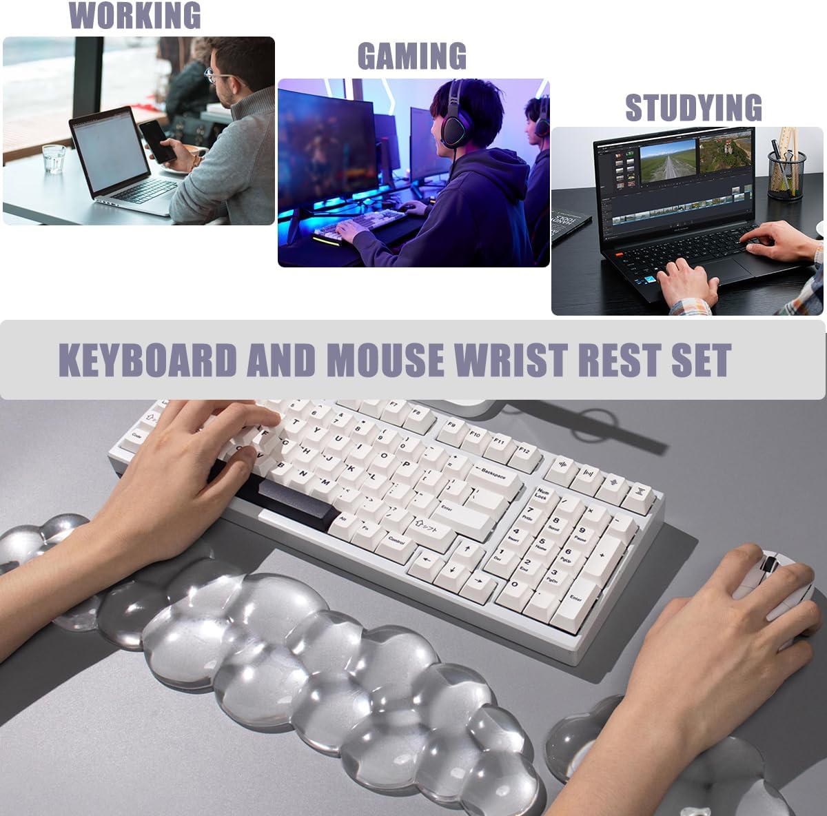 Clear Gel Wrist Rest for Keyboard and Mouse, White Silicone Keyboard Wrist Rest Set, Cute Ergonomic Wrist Rest for Keyboard 60%/75%(White) 76 71GKhI8AnvL. AC SL1200 - northernschoolofshiatsu.co.uk