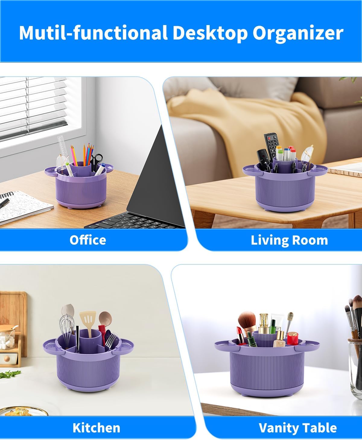 360 Degree Rotating Pen Holder for Desk, 2025 Upgraded Spinning Desk Organizer for Stationery, Pen, Pencil, Marker, Makeup Brush with 2 Detachable Small Trays, Multi-color Choice - Light purple 2 71Ga52zJo6L. AC SL1500 - northernschoolofshiatsu.co.uk