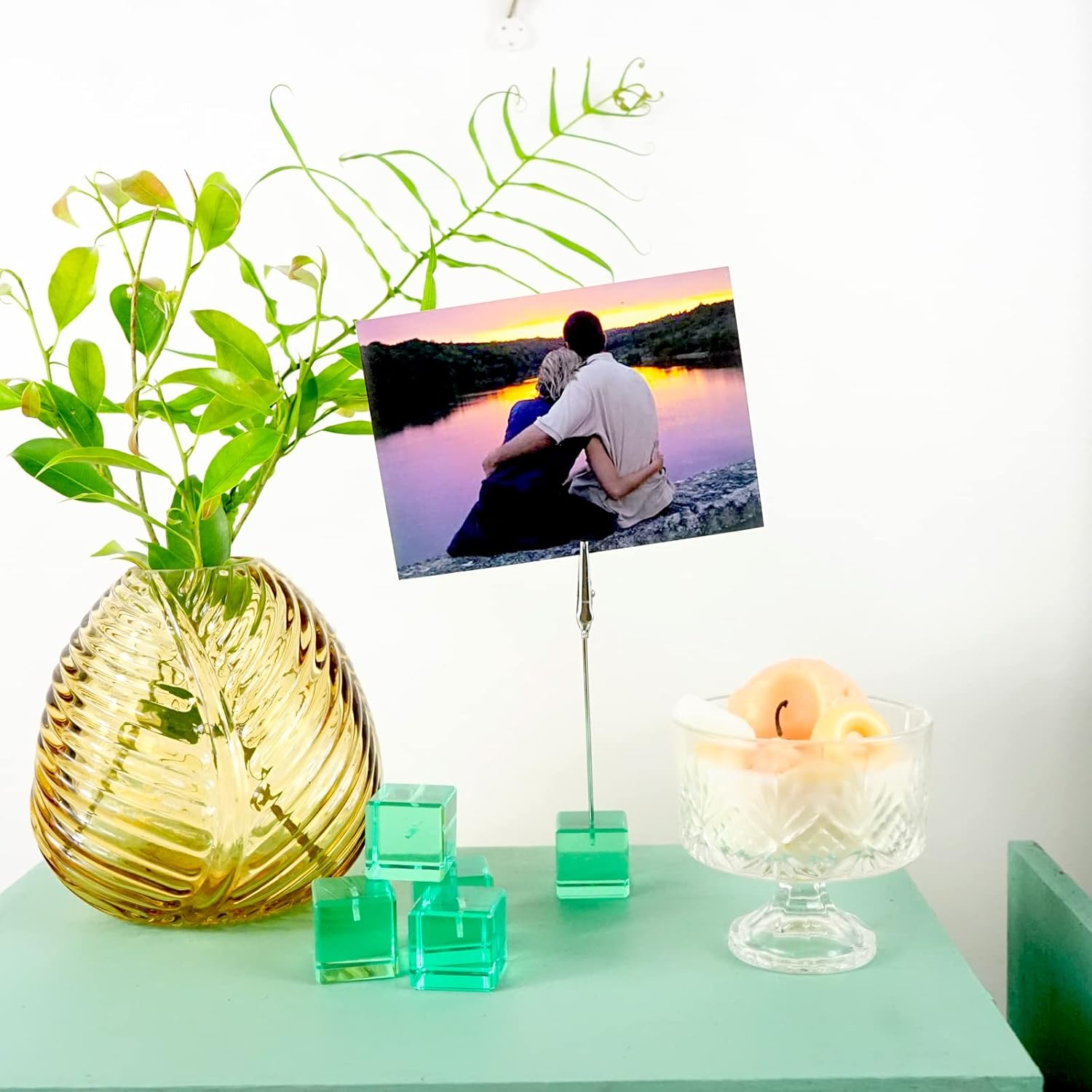 5 pcs Cube Base Polaroid Photo Clip Stand, Desktop Picture Display with Acrylic Gem Block Stand for Paper Memo Note Name Place Card Postcard Memory Photo Christmas Wedding Number Card Display - Green 2 71Ga5qmWh+L. AC SL1500 - northernschoolofshiatsu.co.uk