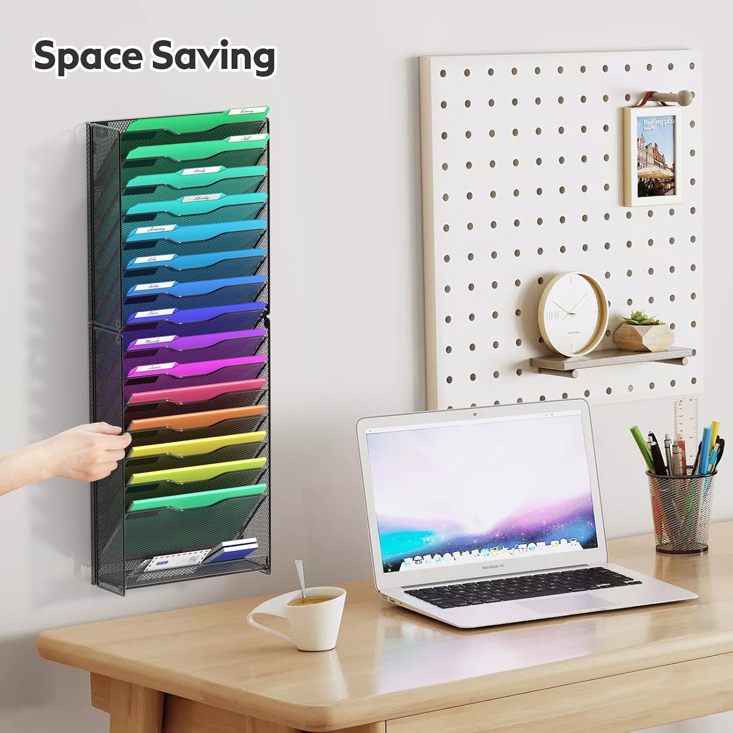 samstar 16 Tier Wall File Organizer Hanging Wall File Holder Wall Mount Paper Folder Organizer, Magazine Rack, Mesh Made,Black 5 71I+743GZ5L. AC SL1500 - northernschoolofshiatsu.co.uk
