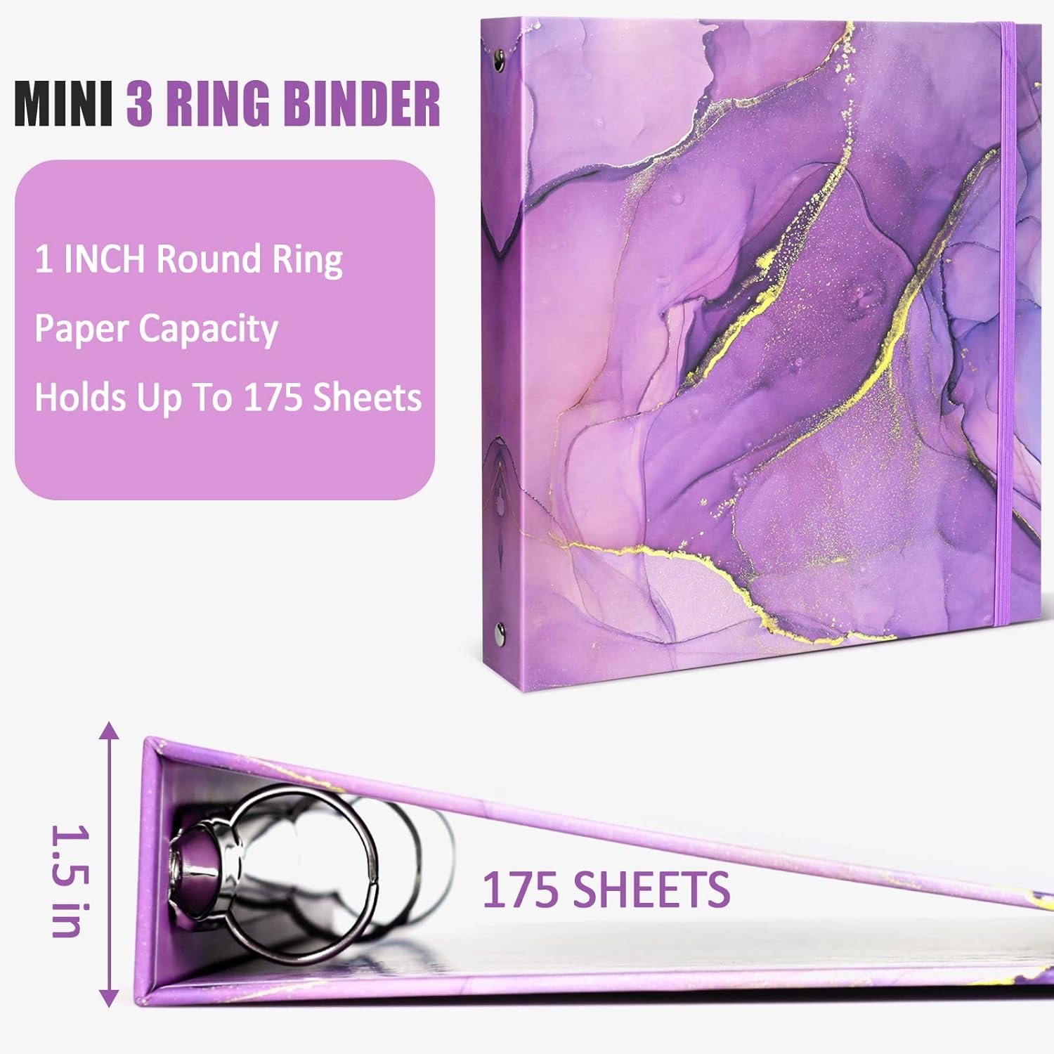 Mini 3 Ring Binder - 5.5 x 8.5 in, 1 Inch with Elastic Cord, Fits Loose Leaf Paper, Sheet Protectors, Recipe Binder, Photo Album Pages - Lightpink Marble 12 71IENBwzo6L. AC SL1500 - northernschoolofshiatsu.co.uk