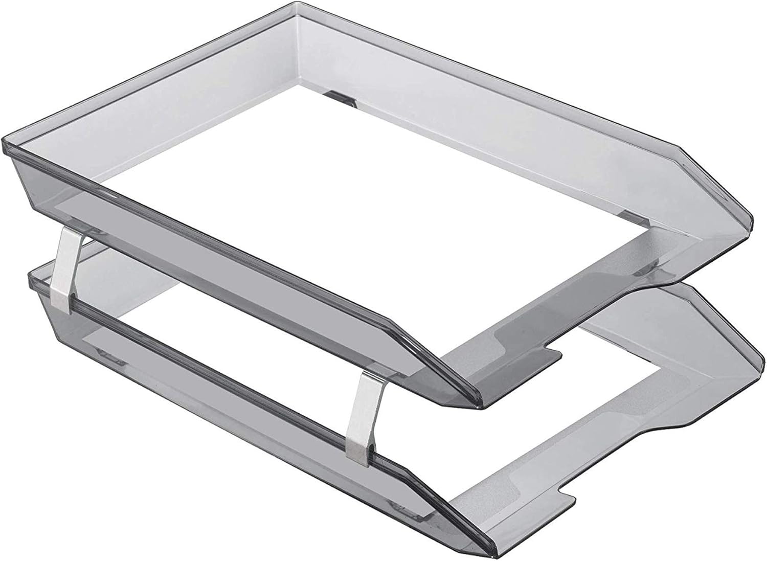 Acrimet Facility 2 Tier Letter Tray, Front Load, Letter Size/A4, Desktop File Organizer, Plastic (Clear Smoke Color) 2 - northernschoolofshiatsu.co.uk