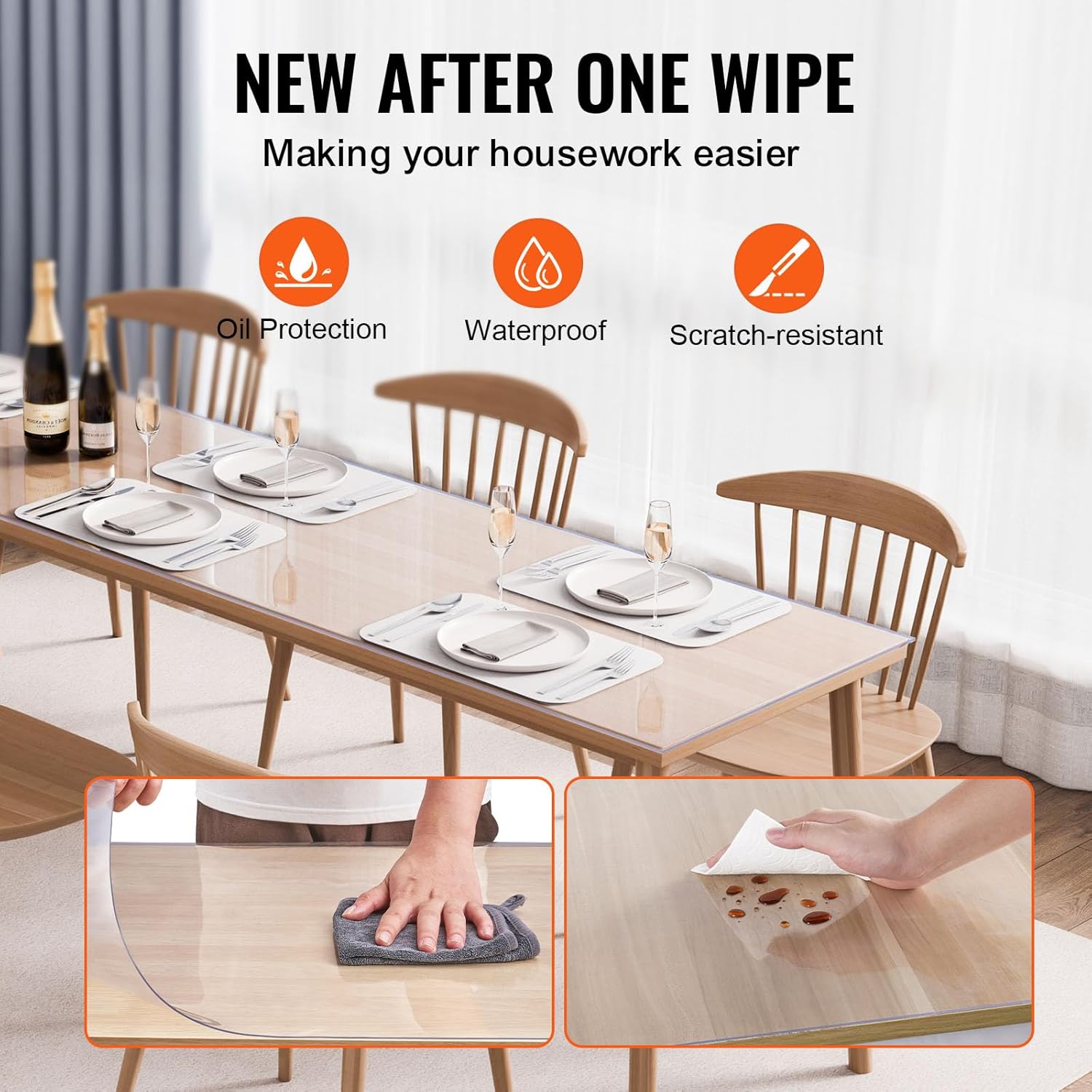 Happybuy Plastic Table Cover, 42 x 96 Inch 1.5 mm Thick Clear Table Protector, Rectangle PVC Desk Mat, Waterproof & Easy Cleaning Desk Pad for Office, Dresser, Dining Room Table, Night Stand 4 71IcmkDVeyL. AC SL1500 - northernschoolofshiatsu.co.uk
