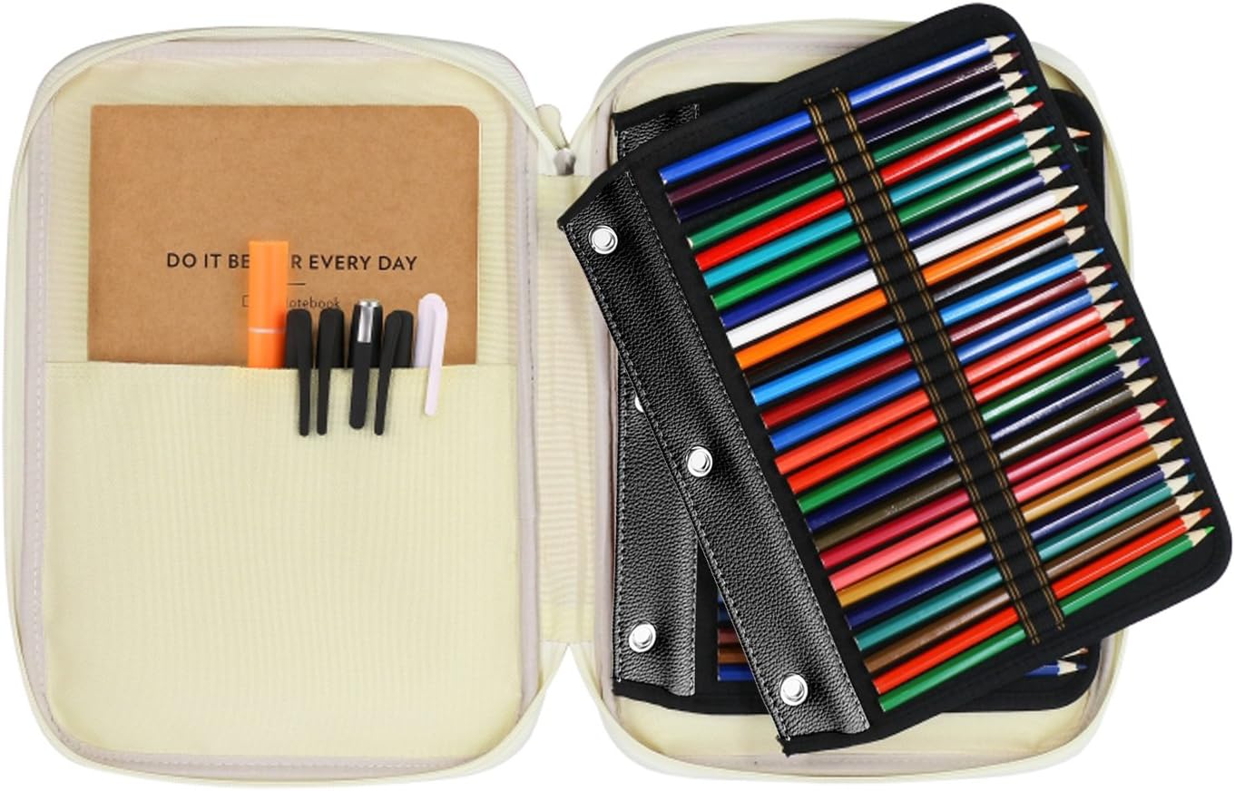 YOUSHARES 3 Ring Pencil Case - 54 Slots Pencil Sleeve, Pencil Pouch Stationery Organizer Compatible with Standard 3-Ring Binder for Colored Pencils, Pens(Black) 6 71J8feBh0SL. AC SL1500 - northernschoolofshiatsu.co.uk