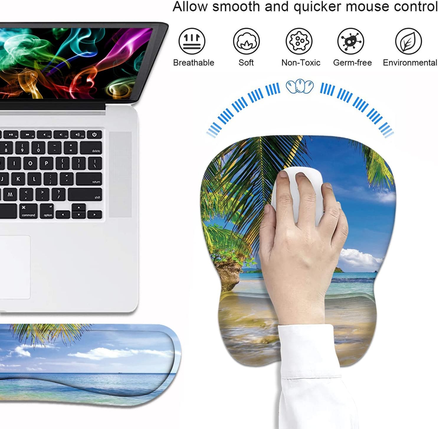 Ergonomic Mouse Pad Wrist Support and Keyboard Wrist Rest Set with Coasters, Non-Slip PU Base, Easy Typing & Pain Relief for Computer Laptop Home Office, Shore Palms Tropical Beach 3 71JVvMd3EbL. AC SL1500 - northernschoolofshiatsu.co.uk