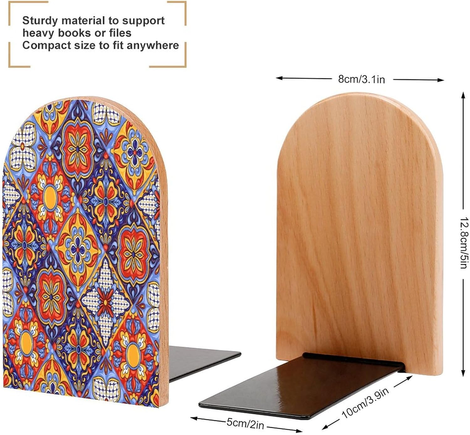 2 Pack Wood Bookends, Mexican Talavera Tile Mandala Non-Skid Book Ends for Heave Books, Decorative Bookends for Shelves Desk, Book Stoppers Book Holders for Home Office Library School 66 71JXP0IutnL. AC SL1500 - northernschoolofshiatsu.co.uk
