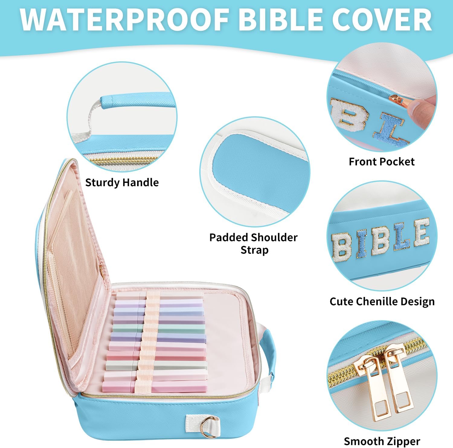 Bible Cover Case for Women, Large Chenille Letter Leather Bible Case with Bible Study Accessories, Bible Study Supplies Bible Journaling Kit, Christmas Christian Gift for Women Girls (Pink) 4 71Ji8VDR1jL. AC SL1500 - northernschoolofshiatsu.co.uk
