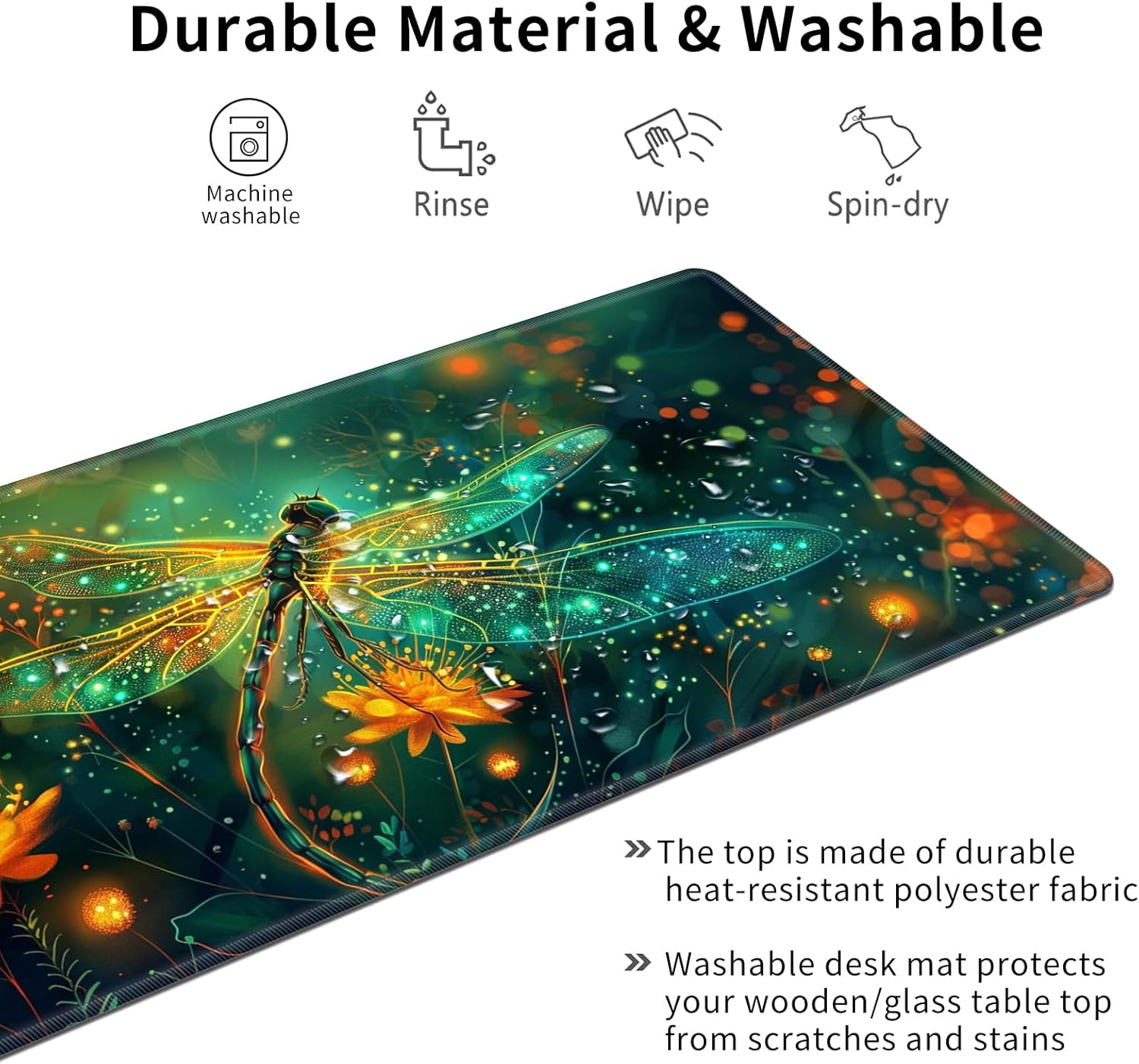 Small Desk Mat,Office Desk Pad for Office Work & Game,Computer Keyboard Mouse Mat Desk Non-Slip Rubber Base Small Mousepad with Stitched Edges for 23.6”x11.8”-Glowing Dragonfly 5 71KAhUortiL. AC SL1500 - northernschoolofshiatsu.co.uk