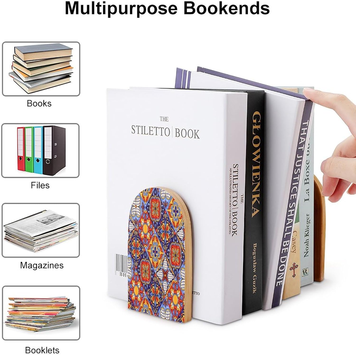 2 Pack Wood Bookends, Mexican Talavera Tile Mandala Non-Skid Book Ends for Heave Books, Decorative Bookends for Shelves Desk, Book Stoppers Book Holders for Home Office Library School 67 71KIY7GUuIL. AC SL1500 - northernschoolofshiatsu.co.uk