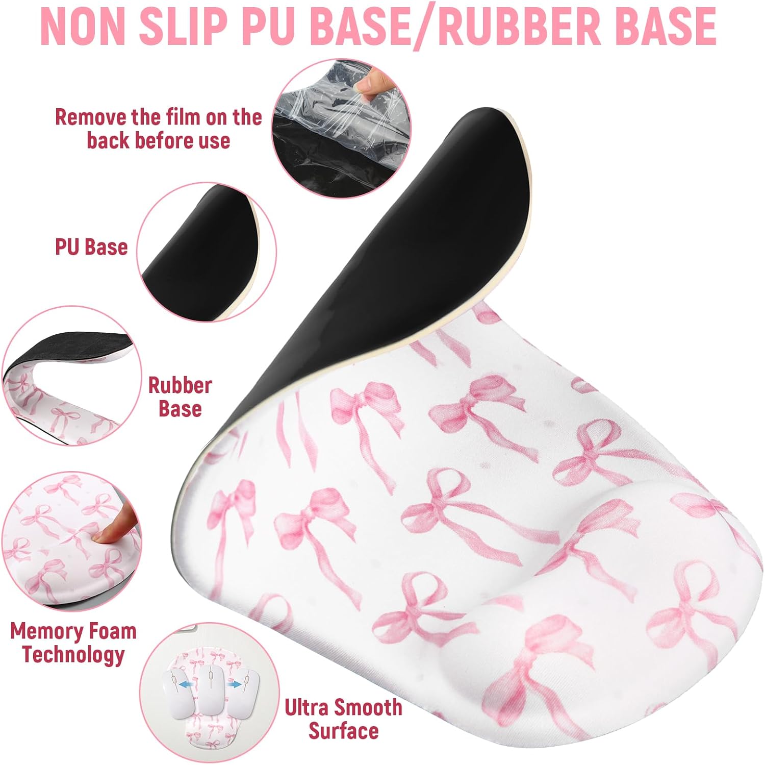 4 Pcs Pink Bow Mouse Pad Set Coquette Cute Desk Pad + Mouse Pad with Wrist Rest + Keyboard Wrist Rest + Coaster Ergonomic Design for Office Table Computer (Mixed Style) 4 71KMTyRGH1L. AC SL1500 - northernschoolofshiatsu.co.uk