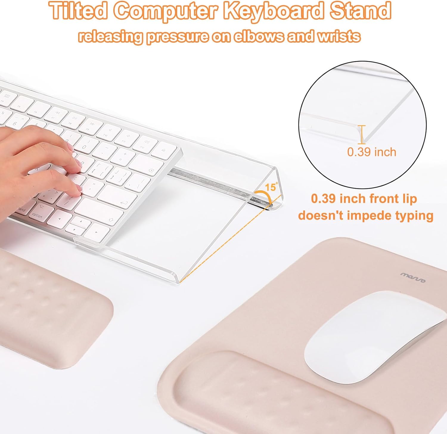 MOSISO Computer Keyboard Stand&Wrist Rest Support for Keyboard &Mouse Pad Set, Ergonomic Massage Wrist Rest Set, Easy Typing Working Acrylic Clear Stand for Office Home, Apricot 4 71KOr8UO5SL. AC SL1500 - northernschoolofshiatsu.co.uk