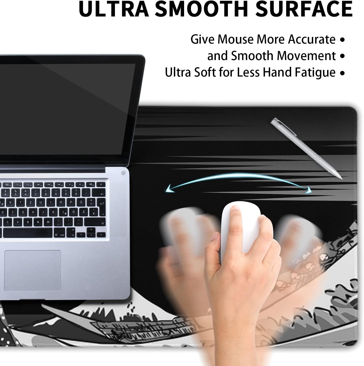 Black and White Mouse Pad 31.5”x11.8” Geometric Design Extended Large Mousepad Keyboard Mouse Mat Desk Pad Non-Slip Rubber Base Stitched Edge Large XXL Mousepad for Gaming Laptop Computer Desktop 241 71KZ+XXYnvL. AC SL1500 - northernschoolofshiatsu.co.uk