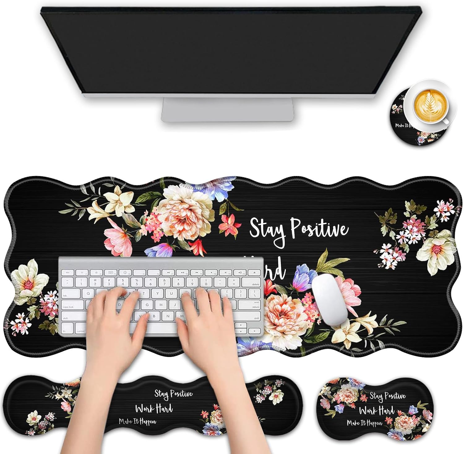 4 in 1 Desk Mat Set,Mouse Pad with Keyboard Wrist Rest,Wave-Shaped Design,Non-Slip Rubber Base,Waterproof,for Home,Office,Gaming,Starry Night 43 71L1y+ IK6L. AC SL1500 - northernschoolofshiatsu.co.uk
