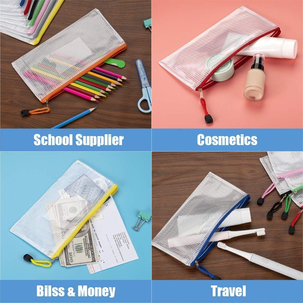Sooez 24 Pack Mesh Zipper Pouch Bags with Label Pocket, Small Pencil Case Pouch for Organizing, Clear Plastic Pencil Pouches Bulk for School Supplies Storage, Money Envelopes for Cash, 9.1×4.7 Inches 6 71L2zx 4TsL. AC SL1000 - northernschoolofshiatsu.co.uk