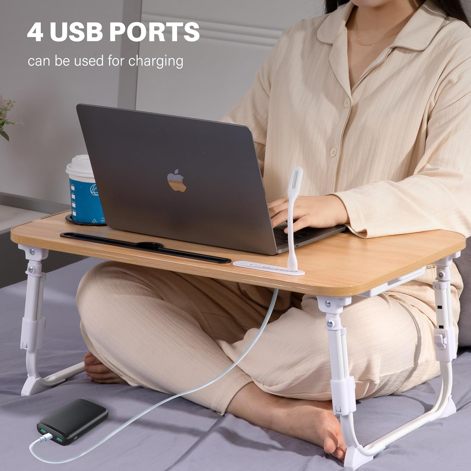 Laptop Desk for Bed, Height Adjustable Laptop Bed Table, Foldable Portable Lap Desk Stand with USB/Storage Drawer/Cup Holder/Slot, Breakfast Tray for Working Reading Writing Eating 77 71LoOwYGwlL. AC SL1500 - northernschoolofshiatsu.co.uk