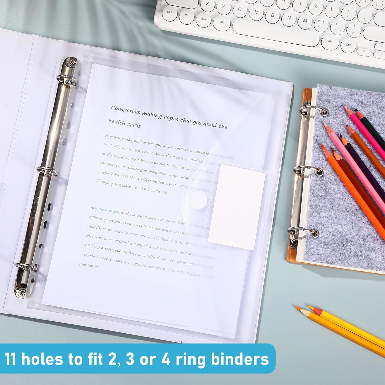 Yeaqee 100 Pcs Binder Pocket for 3 Ring Plastic Binder Folders 11 Holes Clear Poly Binder Envelope with Hook and Loop Closure for 2/3/4 Ring Document Pouch with Label Letter Size Office 4 71LpZ0 VwYL. AC SL1500 - northernschoolofshiatsu.co.uk